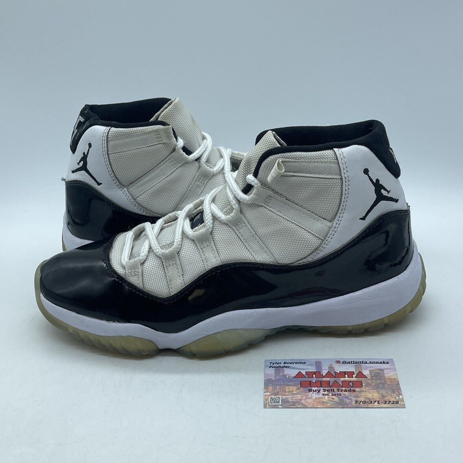 Size 9.5 - Jordan 11 Retro High Concord Black White Suede Leather (378037-100)