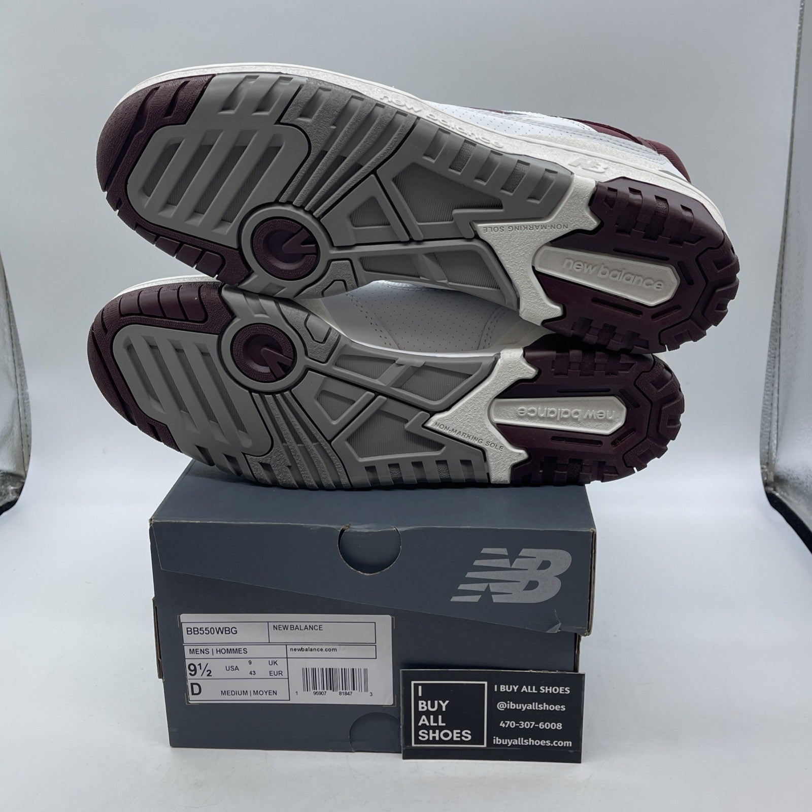 Size 9.5 - New Balance 550 Burgundy Turquoise Leather (BB550WBG)