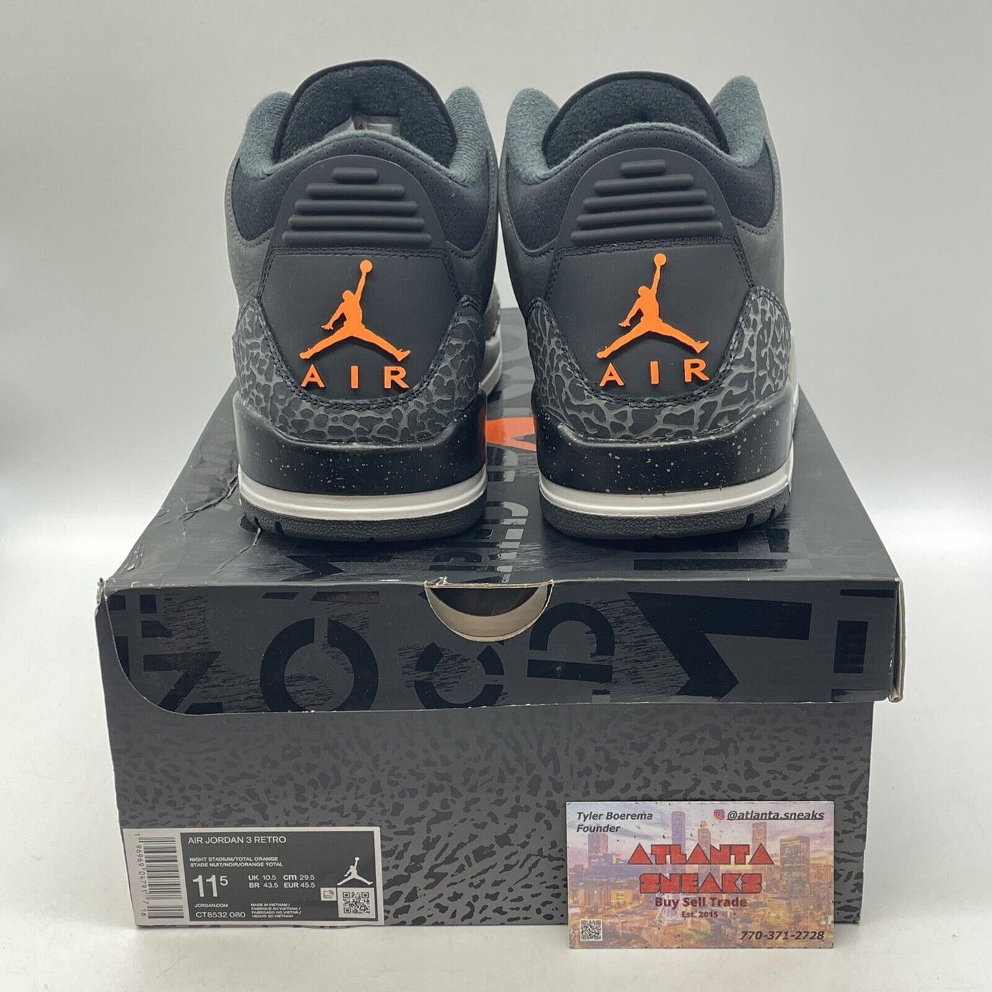 Size 11.5 - Jordan 3 Retro 2023 Mid Fear Black Suede Leather (CT8532-080)