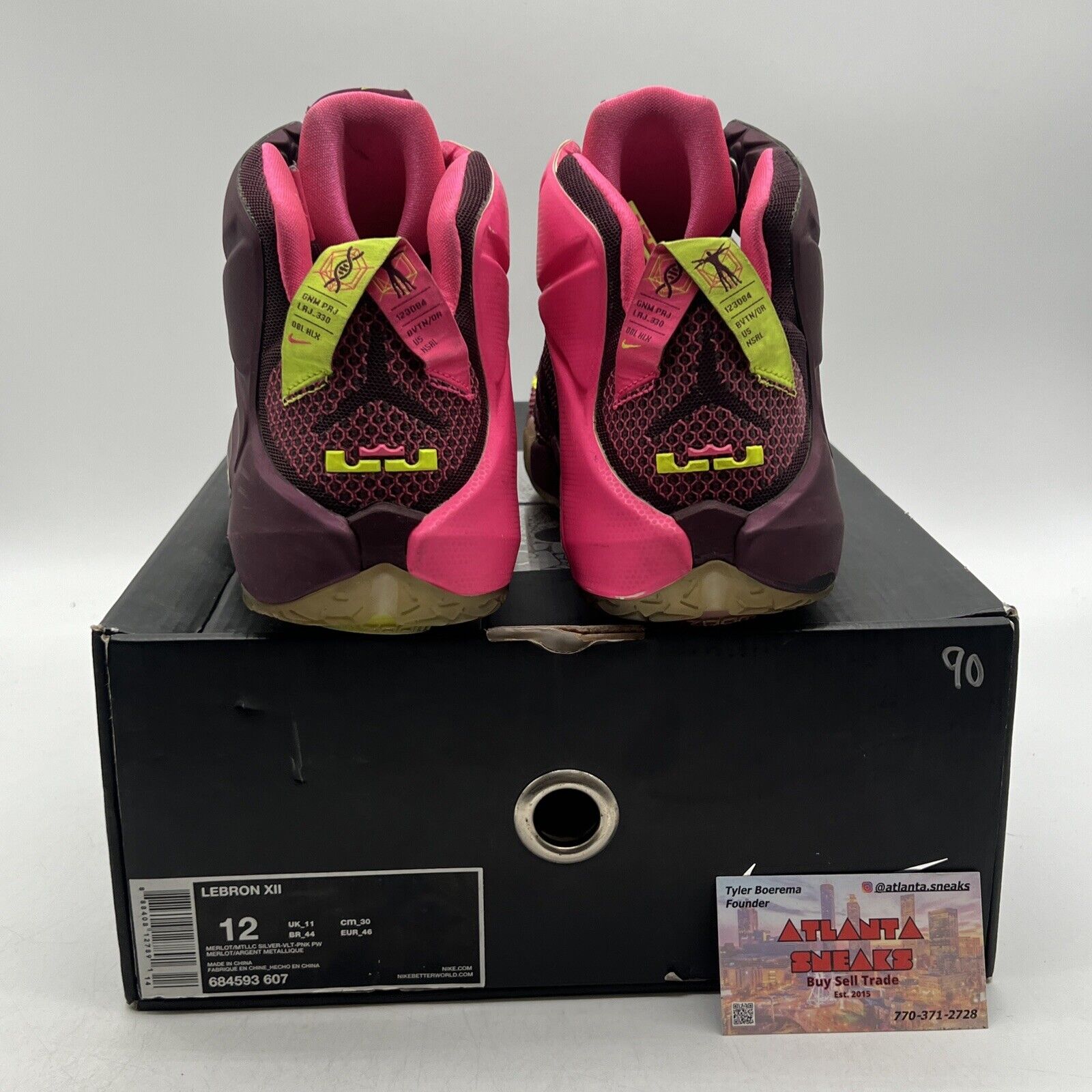 Size 12 - Nike LeBron 12 Double Helix Maroon (684593-607)