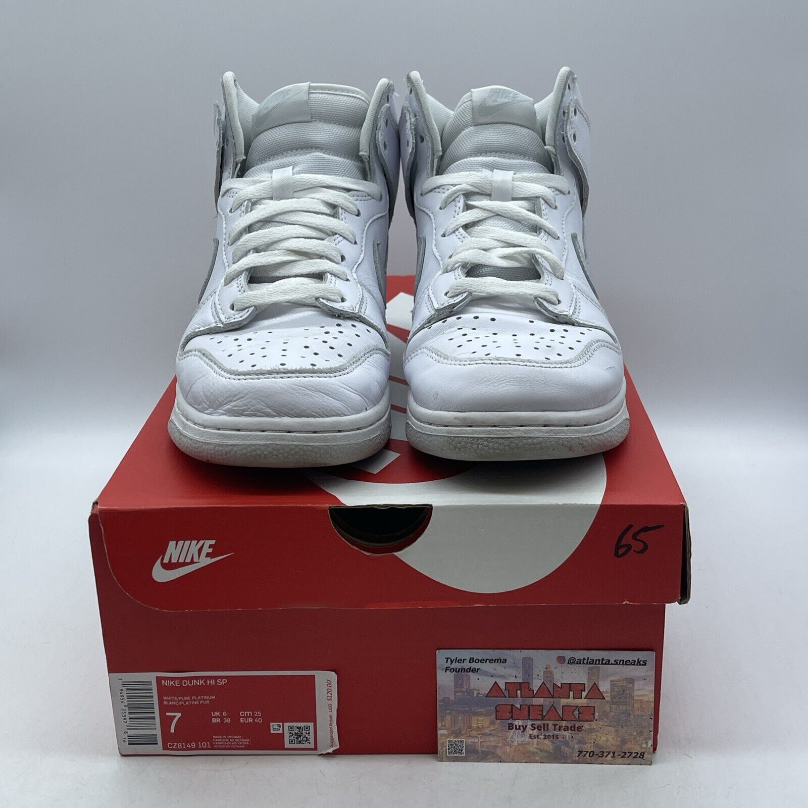 Size 7 - Nike Dunk SP High Pure Platinum Grey White Leather (CZ8149-101)