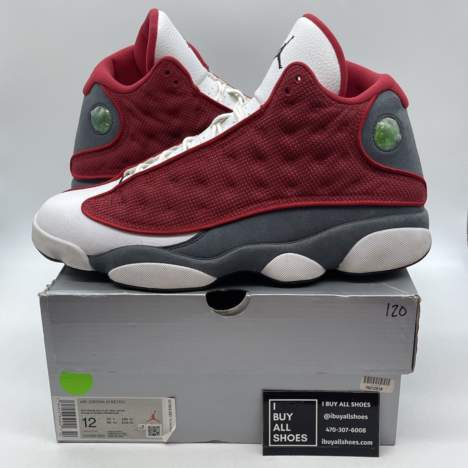 Size 12 - Jordan 13 Gym Red Flint Grey White Suede Leather (DJ5982600)