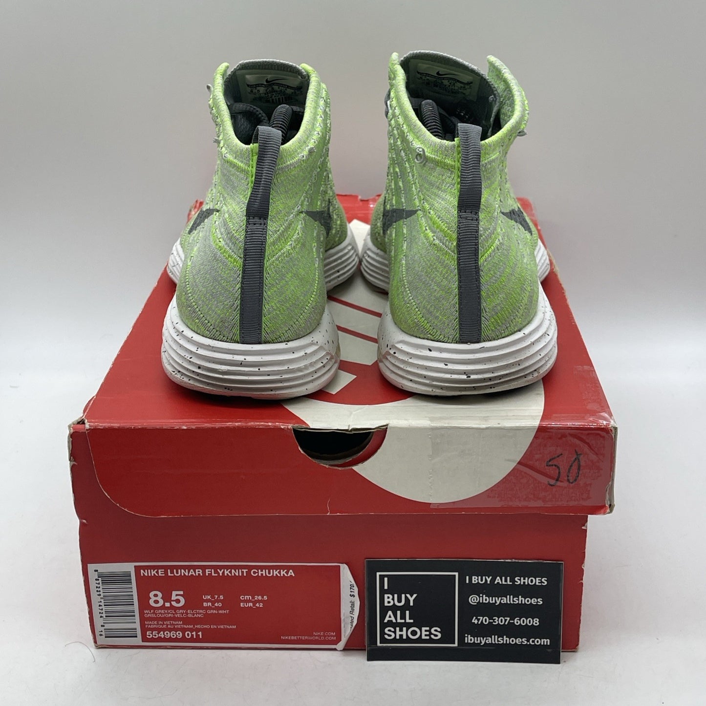 Size 8.5 - Nike Lunar Flyknit Chukka Gray (554969-011)