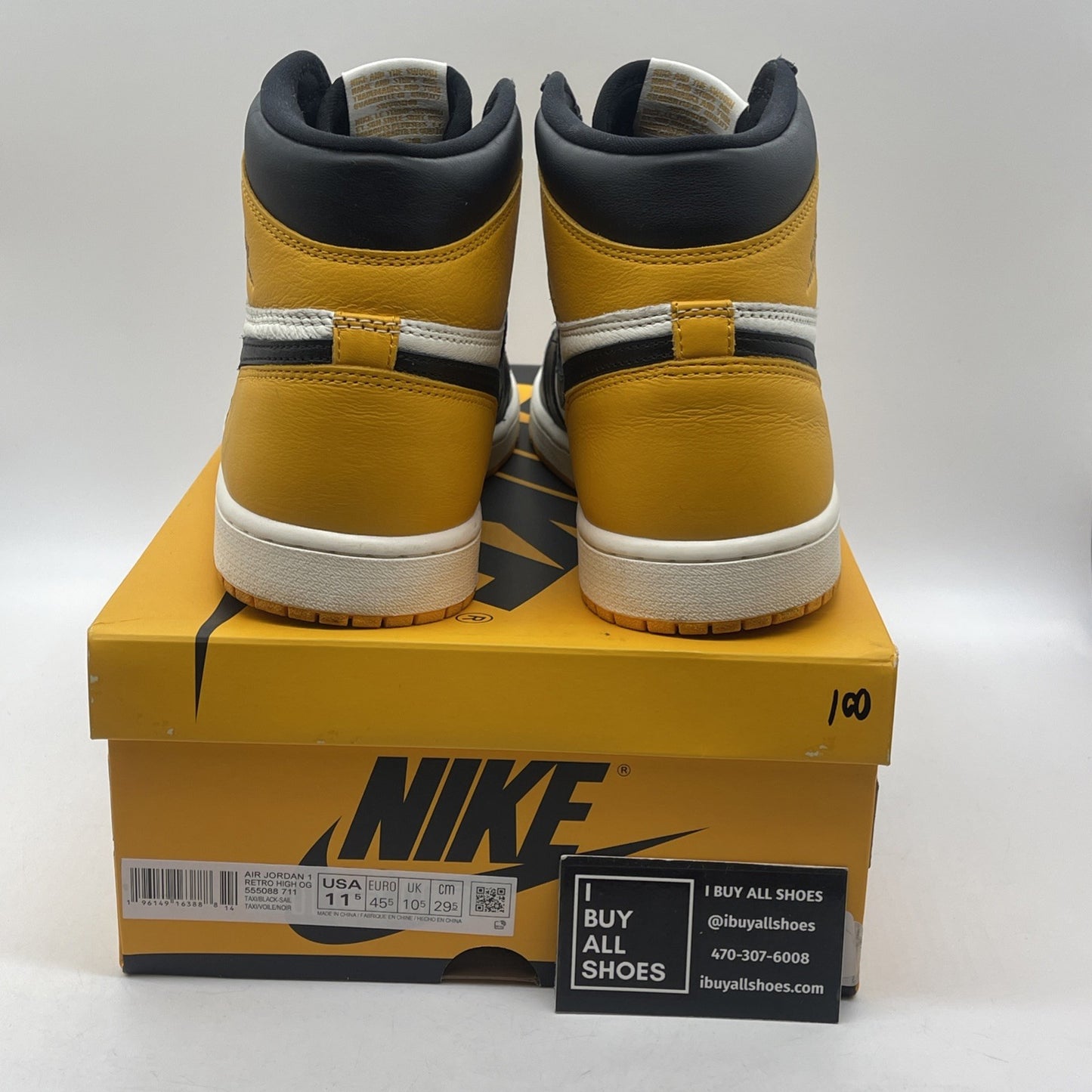 Size 11.5 - Jordan 1 Retro OG High Yellow Toe Black White Leather (555088-711)