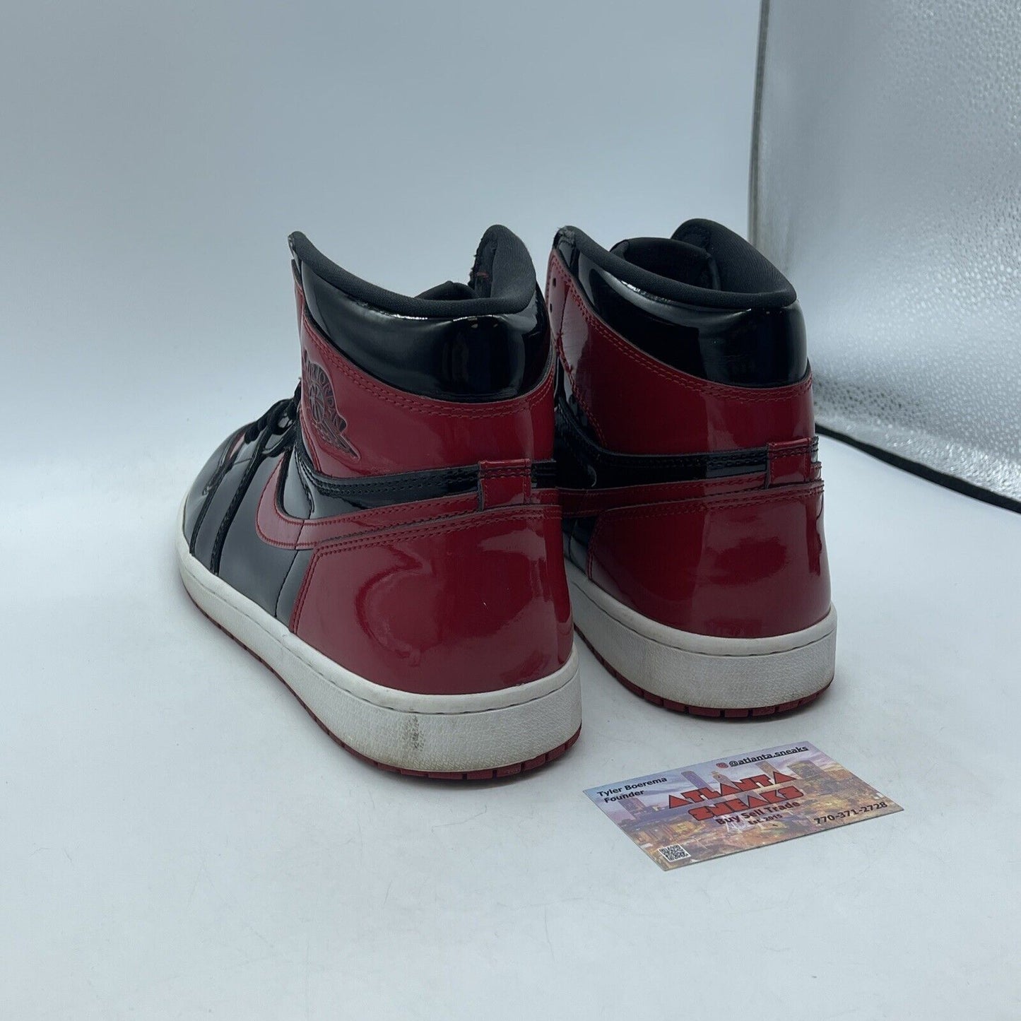 Size 12 - Jordan 1 Retro OG High Patent Bred Black Red Leather (555088-063)
