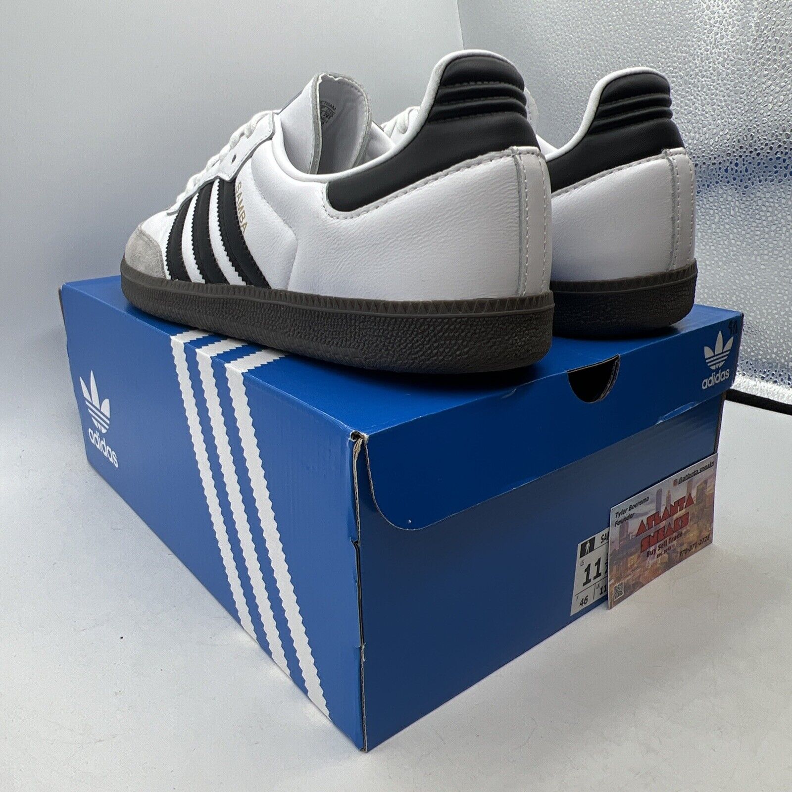 Size 11.5 - adidas Samba Classic White White Grey Black Leather (B75806)