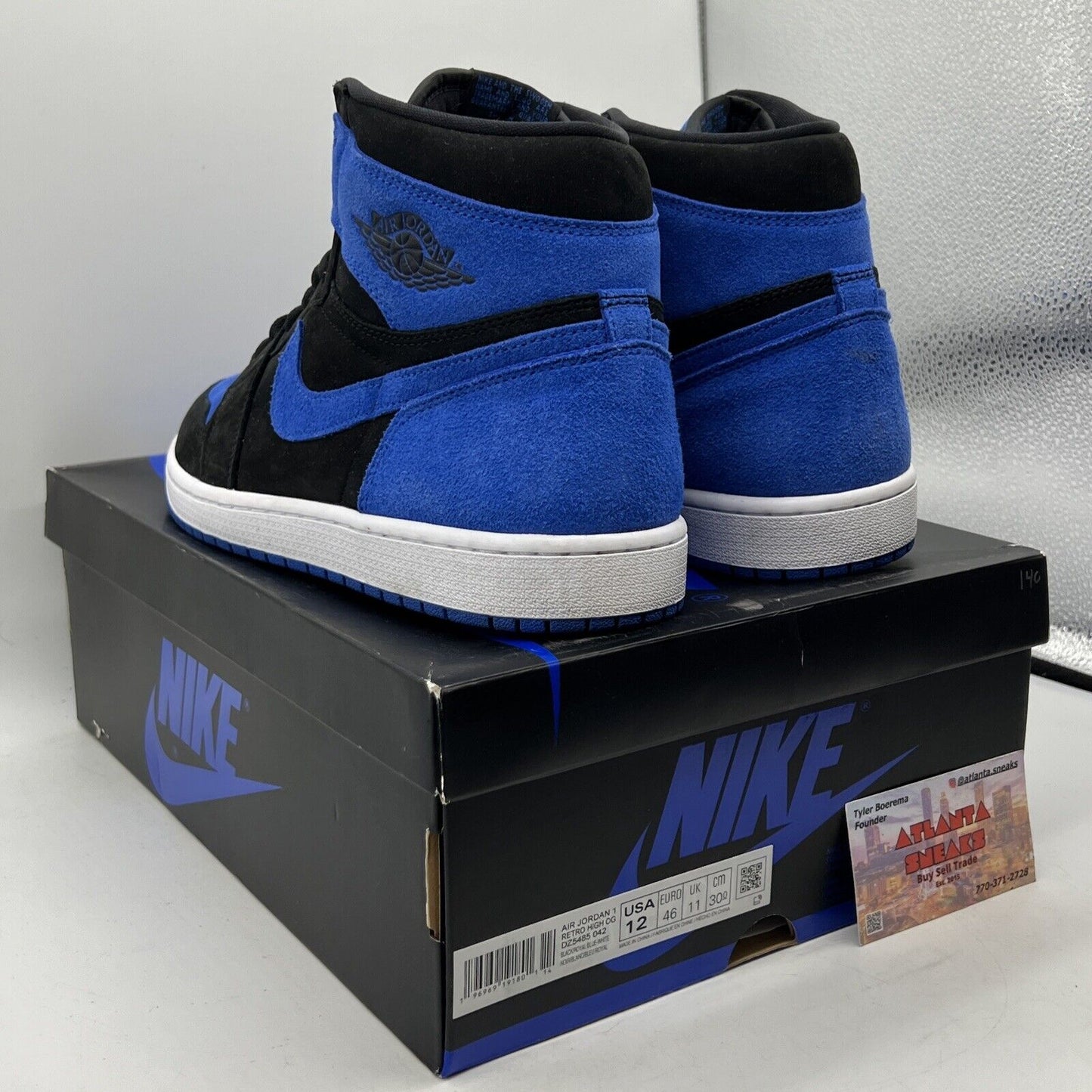 Size 12 - Jordan 1 Retro OG High Royal Reimagined Black Blue Suede (DZ5485-042)