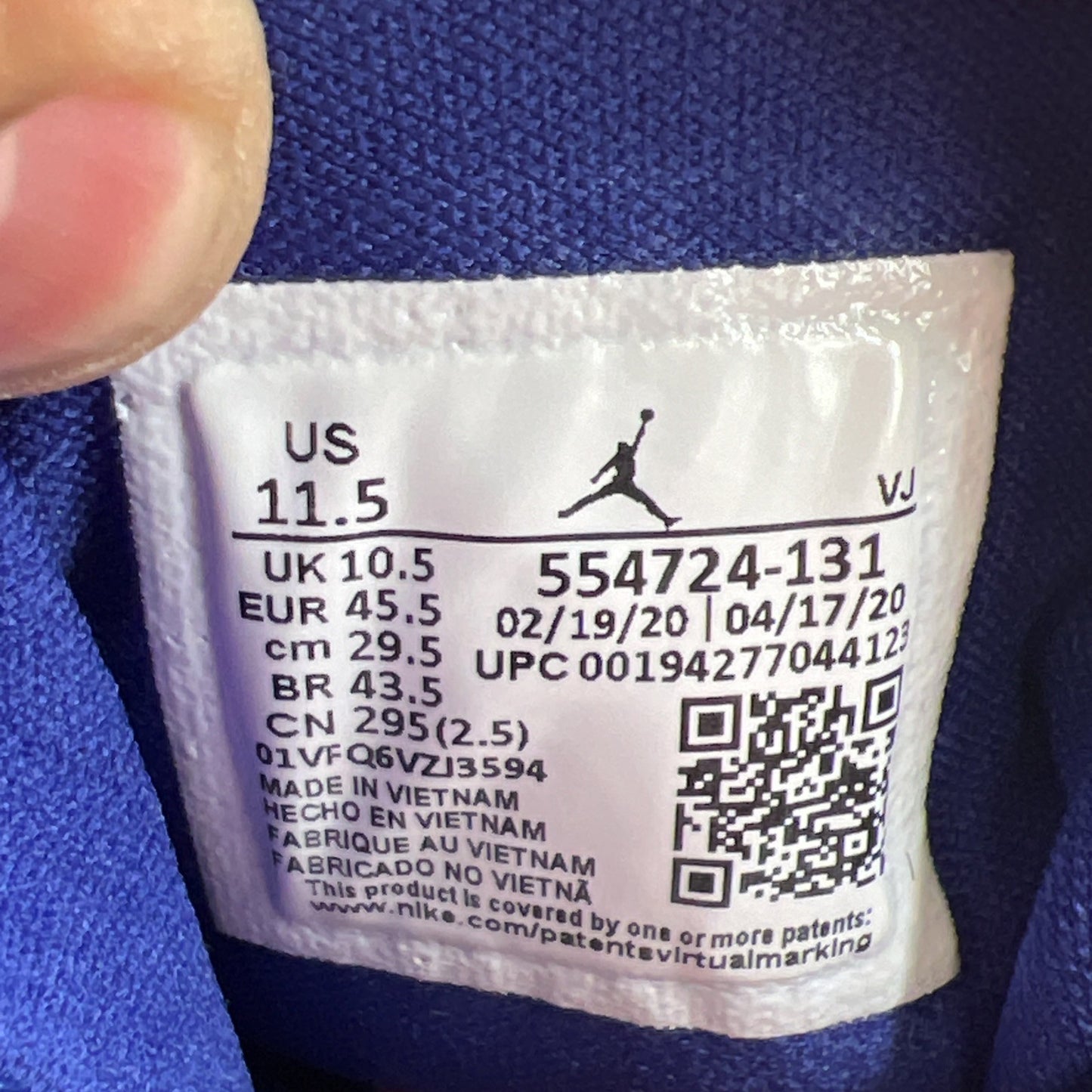 Size 11.5 - Air Jordan 1 Mid White Deep Royal Blue (554724-131)