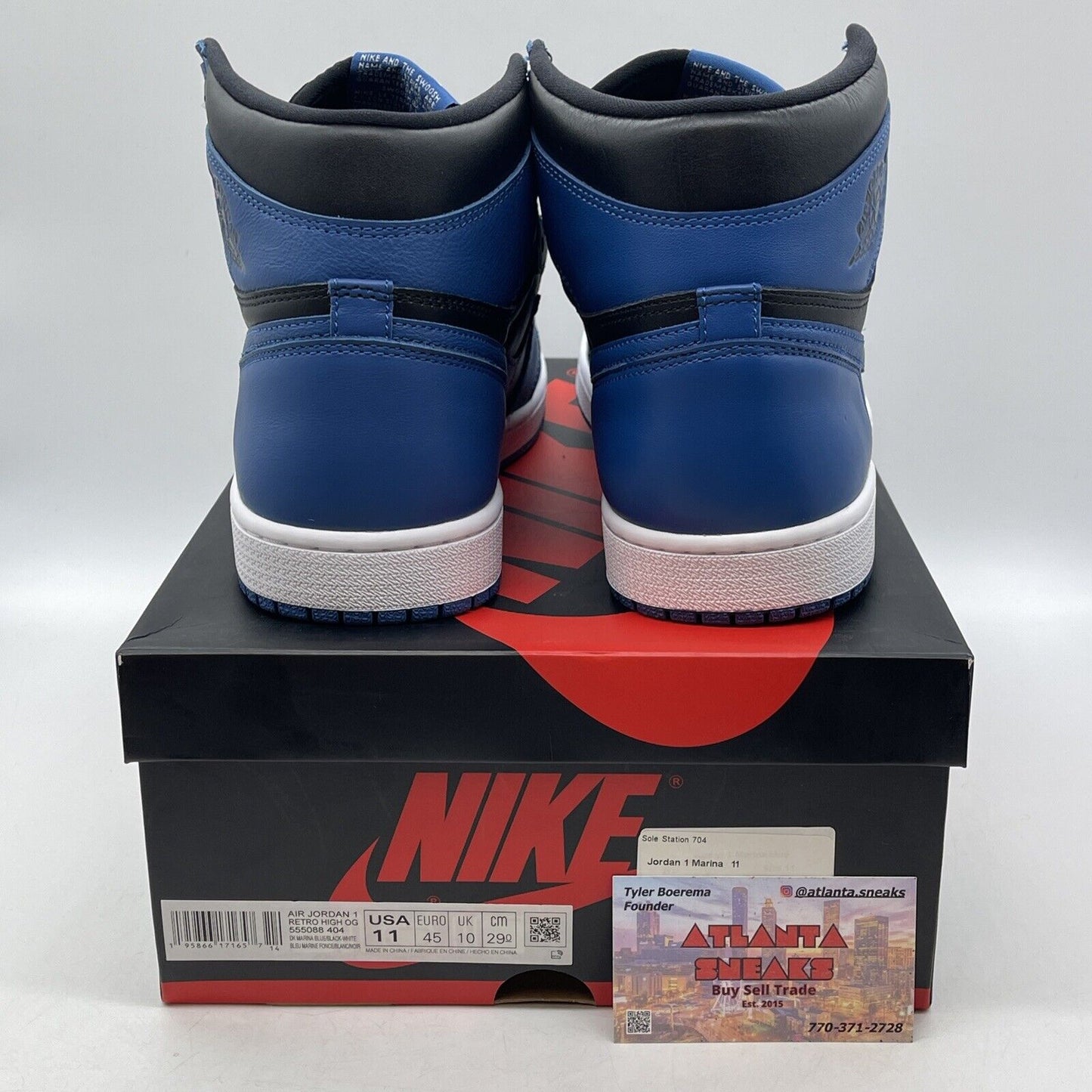 Size 11 - Jordan 1 Retro OG High Dark Marina Blue White Black (555088-404)