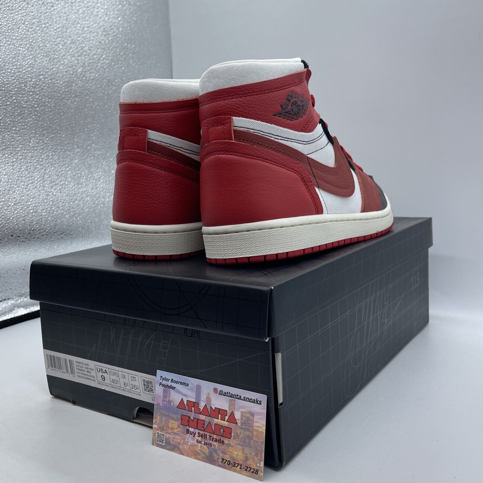 Size 9W - Air Jordan 1 Method of Make High Sport Red Black Leather (FB9891-600)