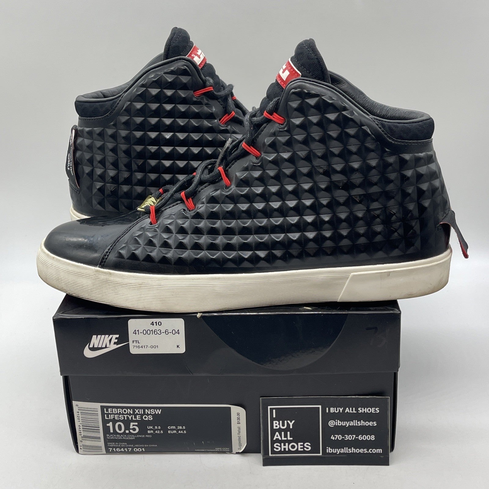 Size 10.5 - Nike LeBron 12 NSW Lifestyle QS Black Challenge Red (716417-001)
