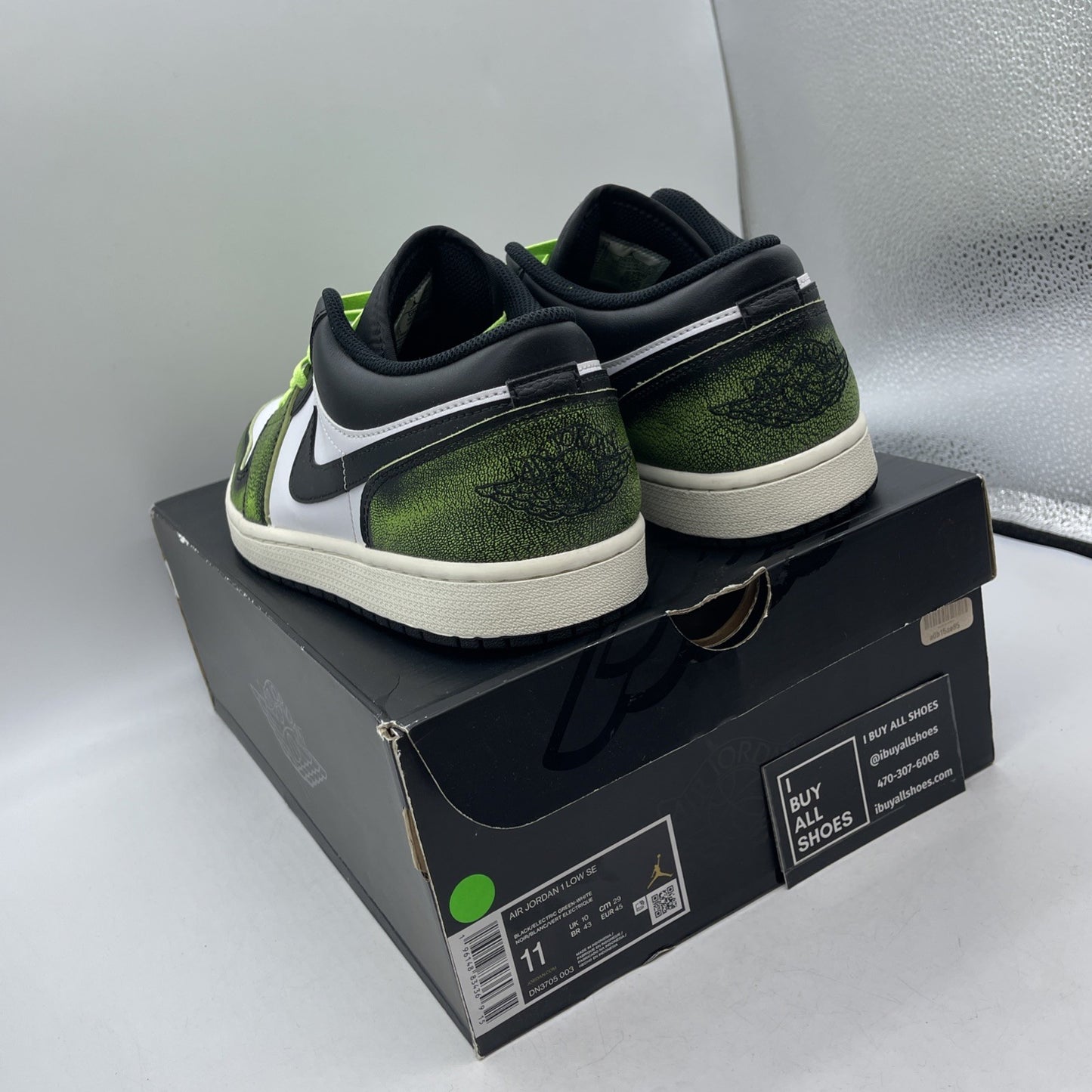 Size 11 - Air Jordan 1 SE Low Wear-Away Electric Green (DN3705-003)