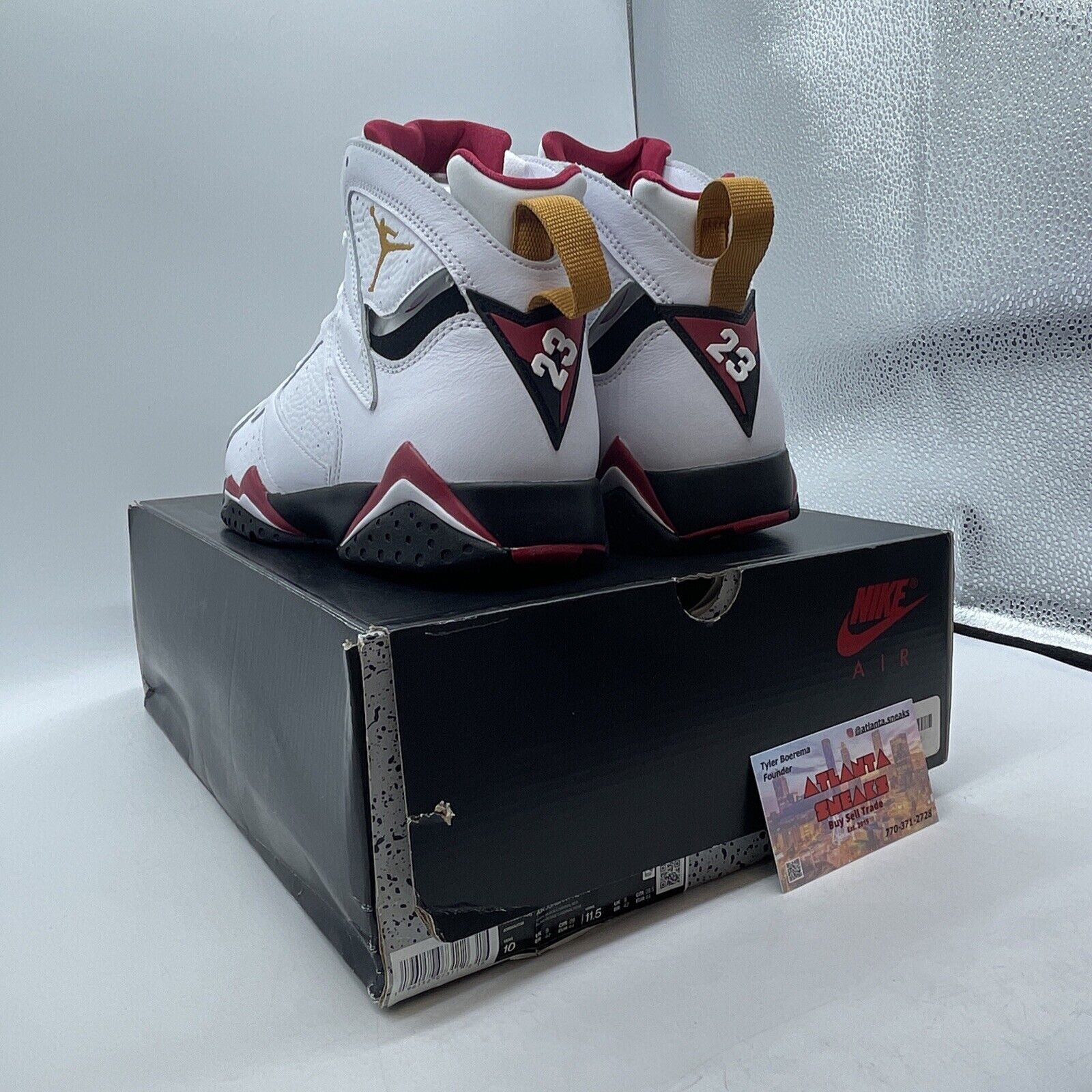 Size 10 - Jordan 7 Cardinal 2022 White Red Yellow Black Leather (CU9307-106)