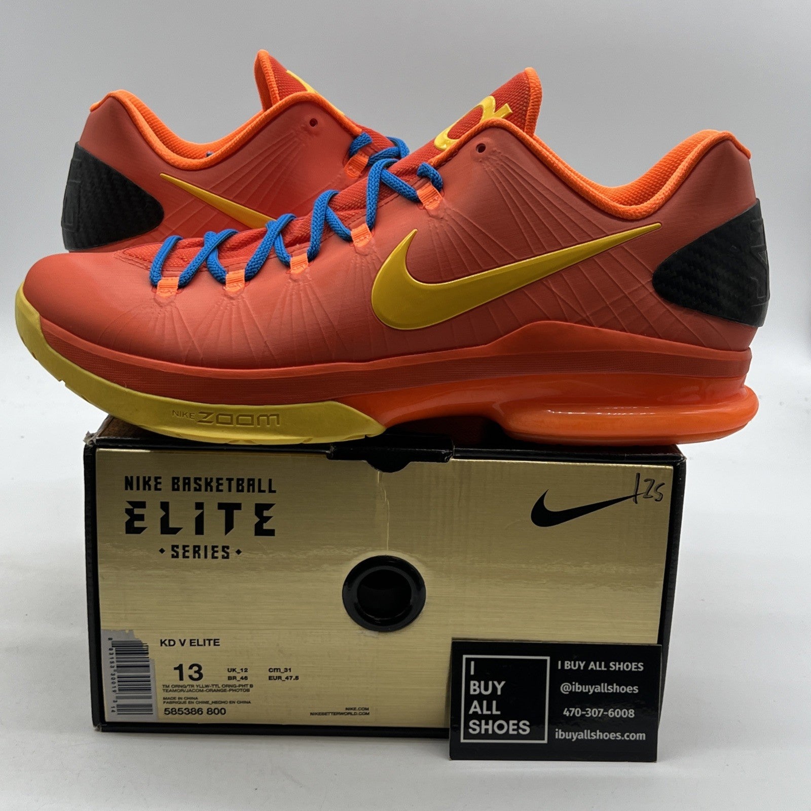 Size 13 - Nike KD 5 Elite Team Orange (585386-800)