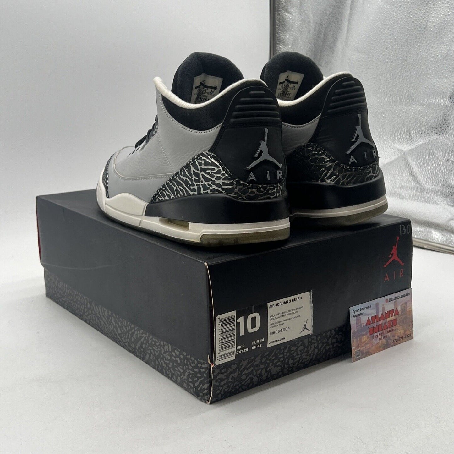 Size 10 - Air Jordan 3 Retro Wolf Grey (136064-004)