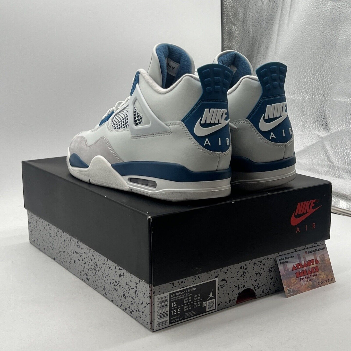 Size 12 - Air Jordan 4 Retro 2024 Military Blue (FV5029-141).