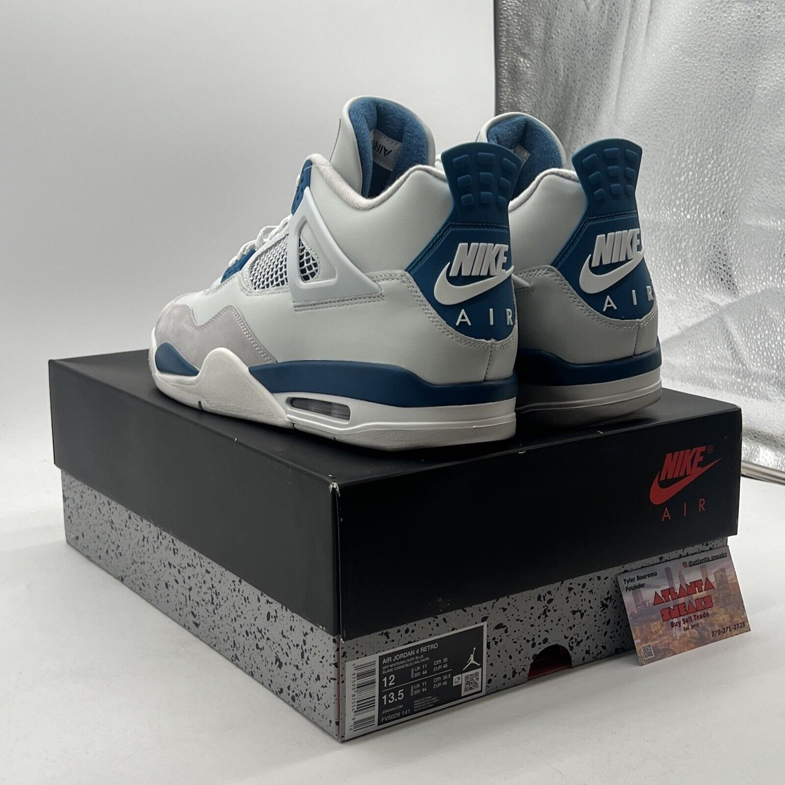 Size 12 - Air Jordan 4 Retro 2024 Military Blue (FV5029-141).