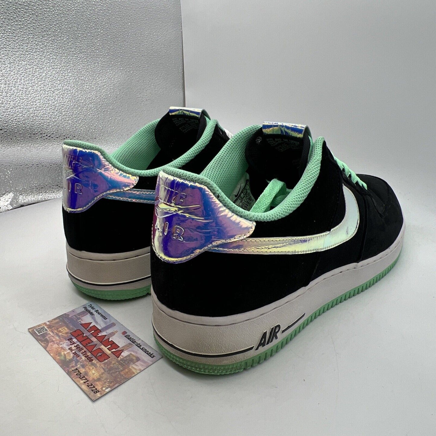 Size 13 - Nike Air Force 1 Low Green Glow Black White Suede Mint (588298-080)