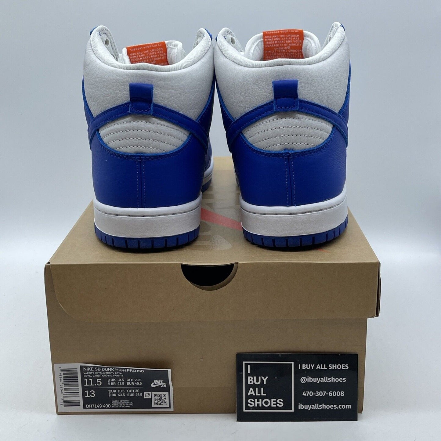 Size 11.5 - Nike Dunk Pro ISO SB High Kentucky Blue White Leather (DH7149-400)