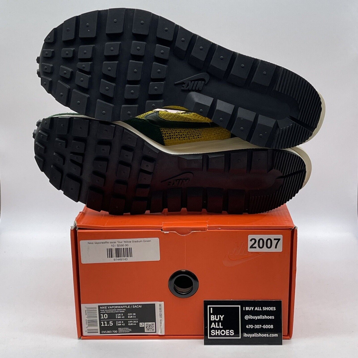 Size 10 - Nike sacai x VaporWaffle Tour Yellow Green Suede (CV1363-700)