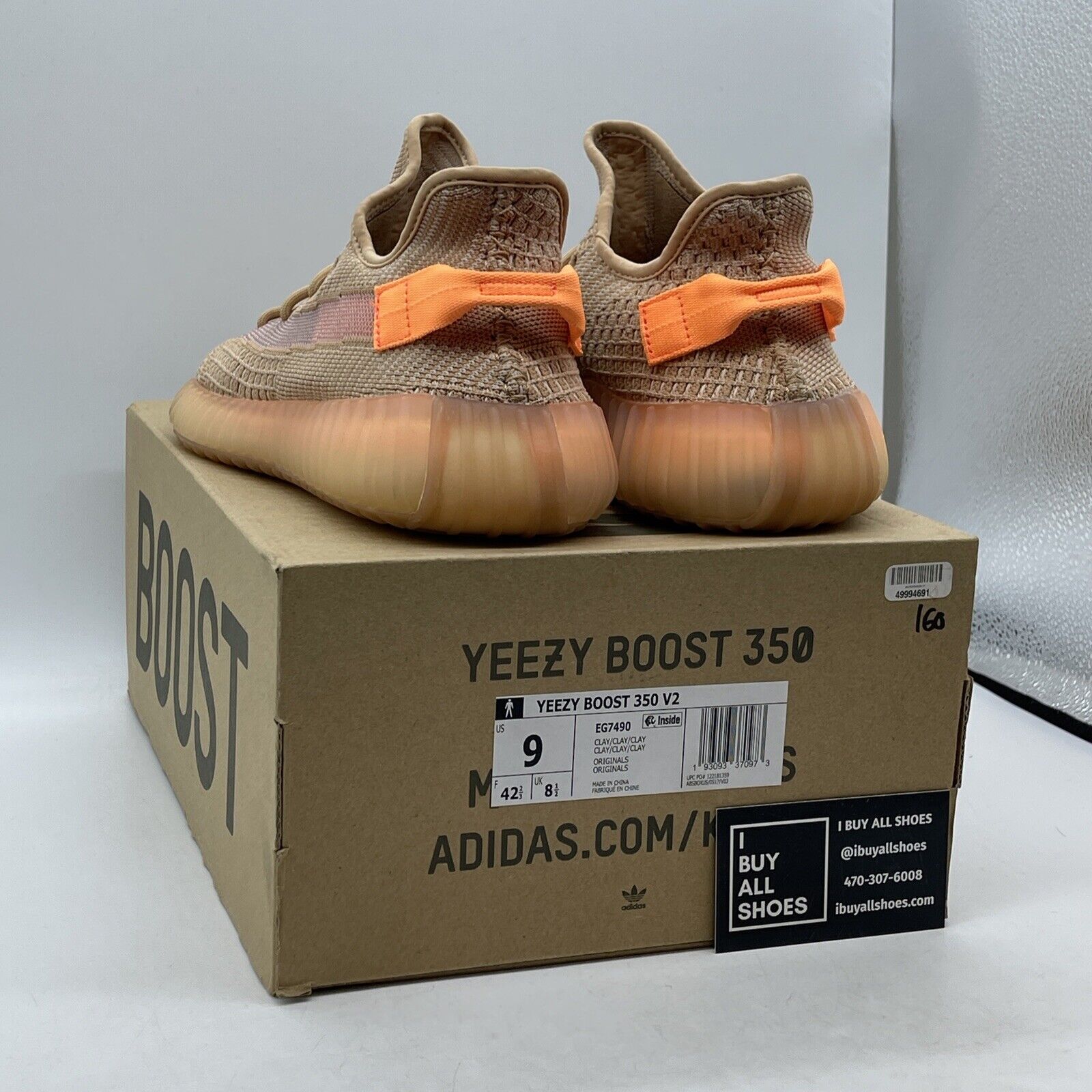 Size 9 - adidas Yeezy Boost 350 V2 Clay Orange White Suede (EG7490)