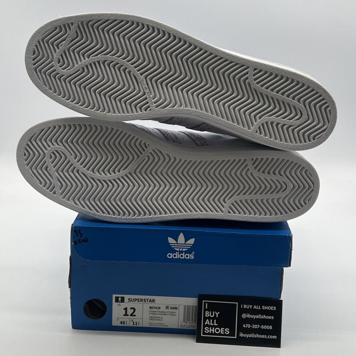 Size 12 - Adidas Superstar Paisley - White Purple Glow (BD7429)