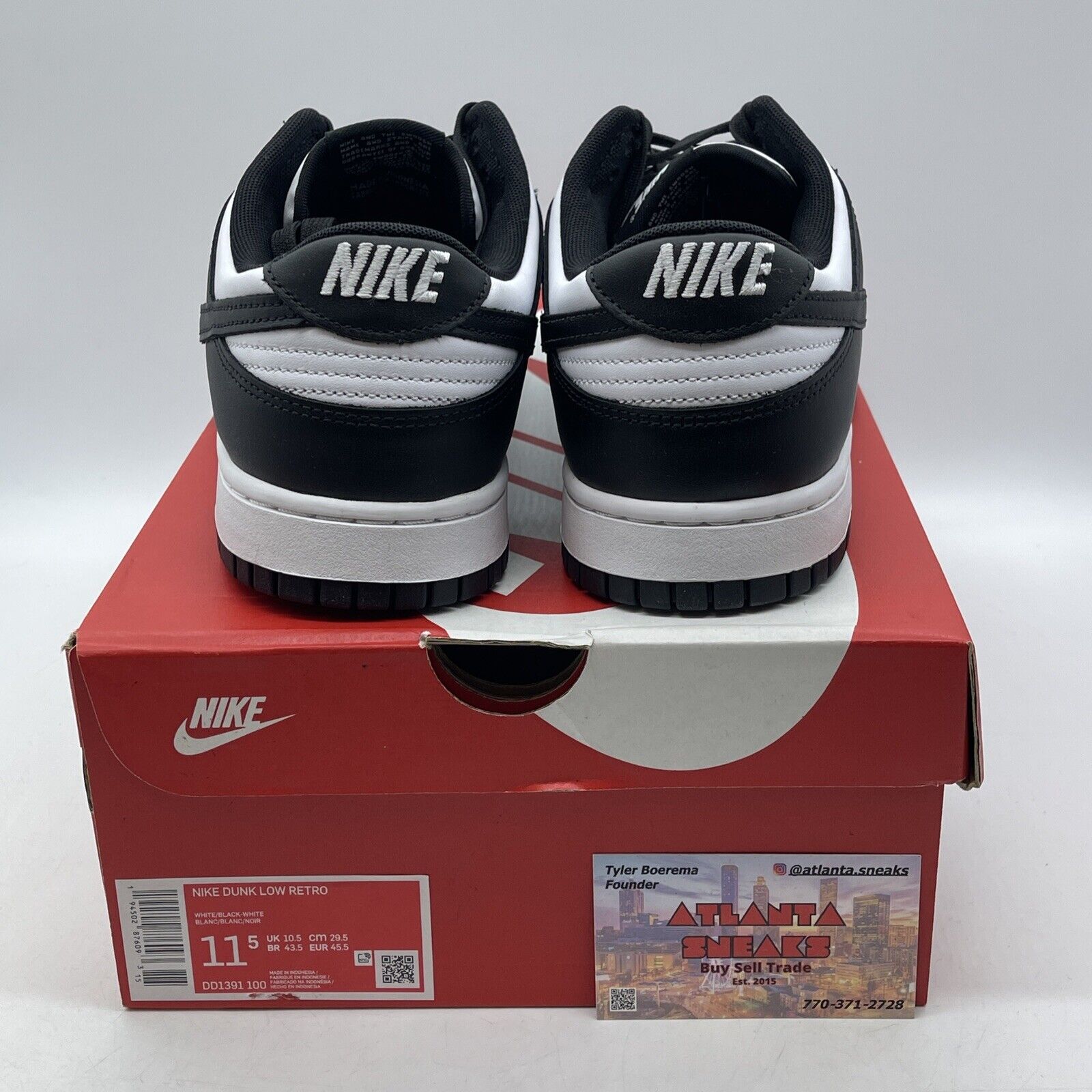 Size 11.5 - Nike Dunk Low Black White Leather (DD1391-100)