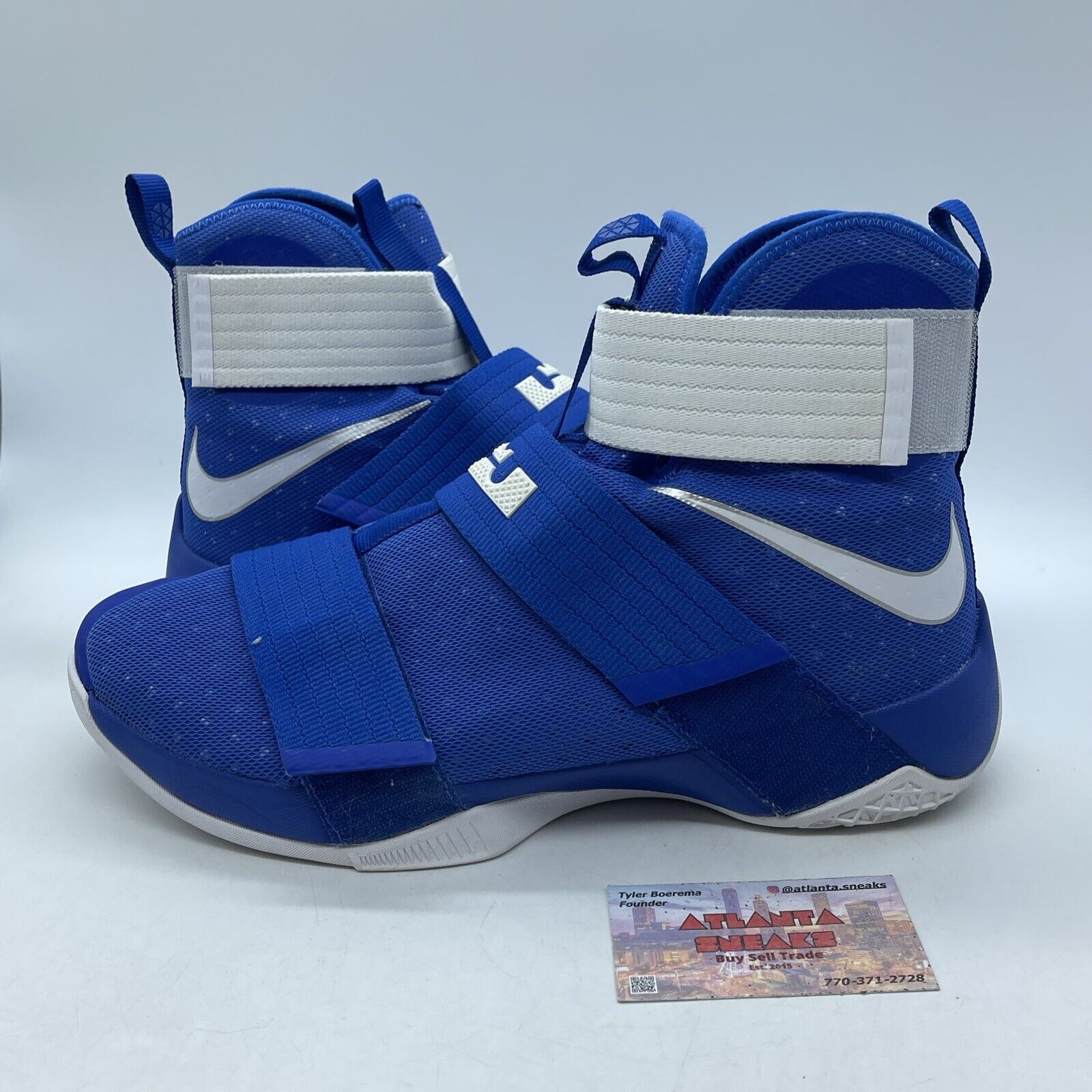 Size 13 - Nike LeBron Soldier 10 Wildcats Blue White Suede Leather (844380-402)