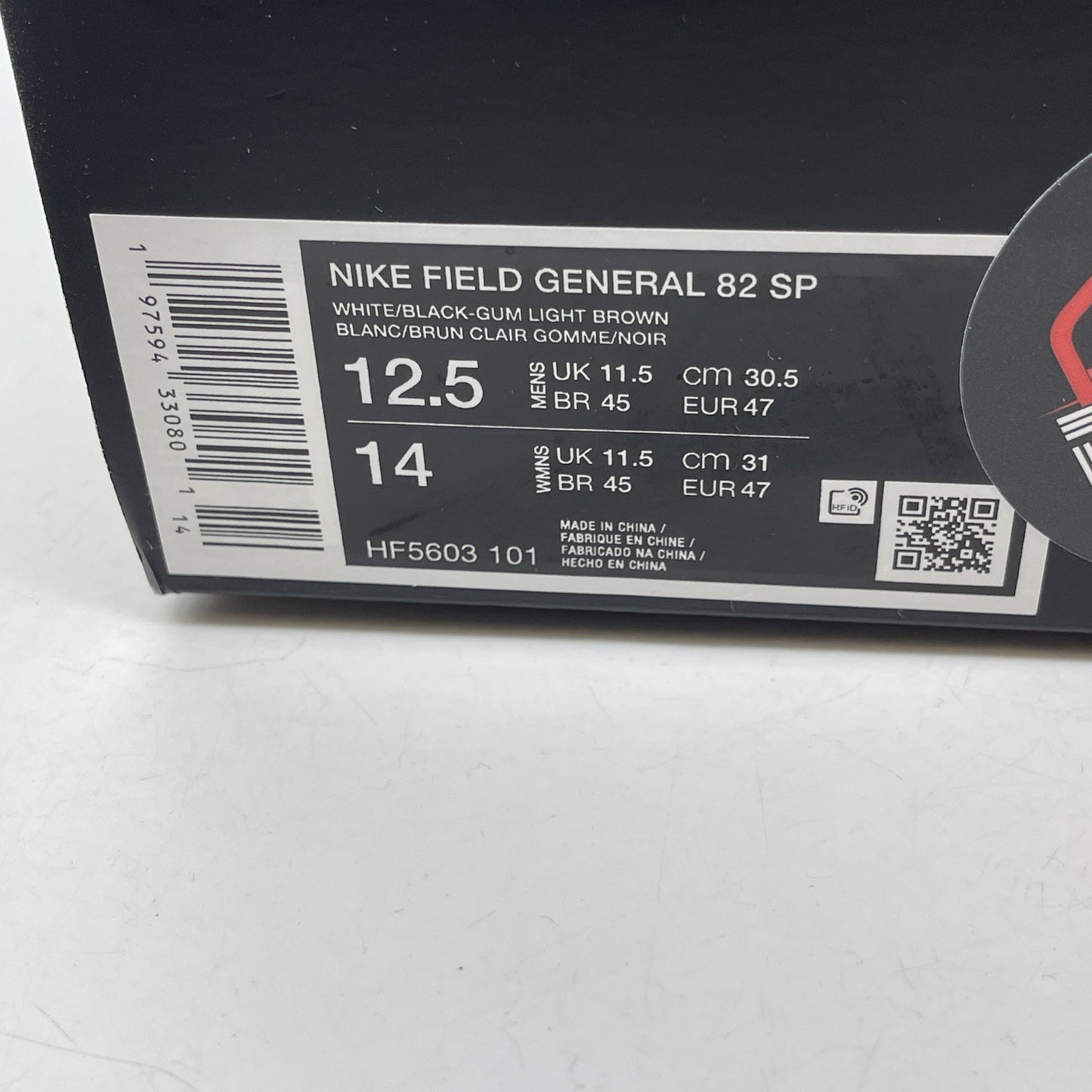 Size 12.5 - Nike Field General 82 SP White Black Gum Suede Leather (HF5603-101)