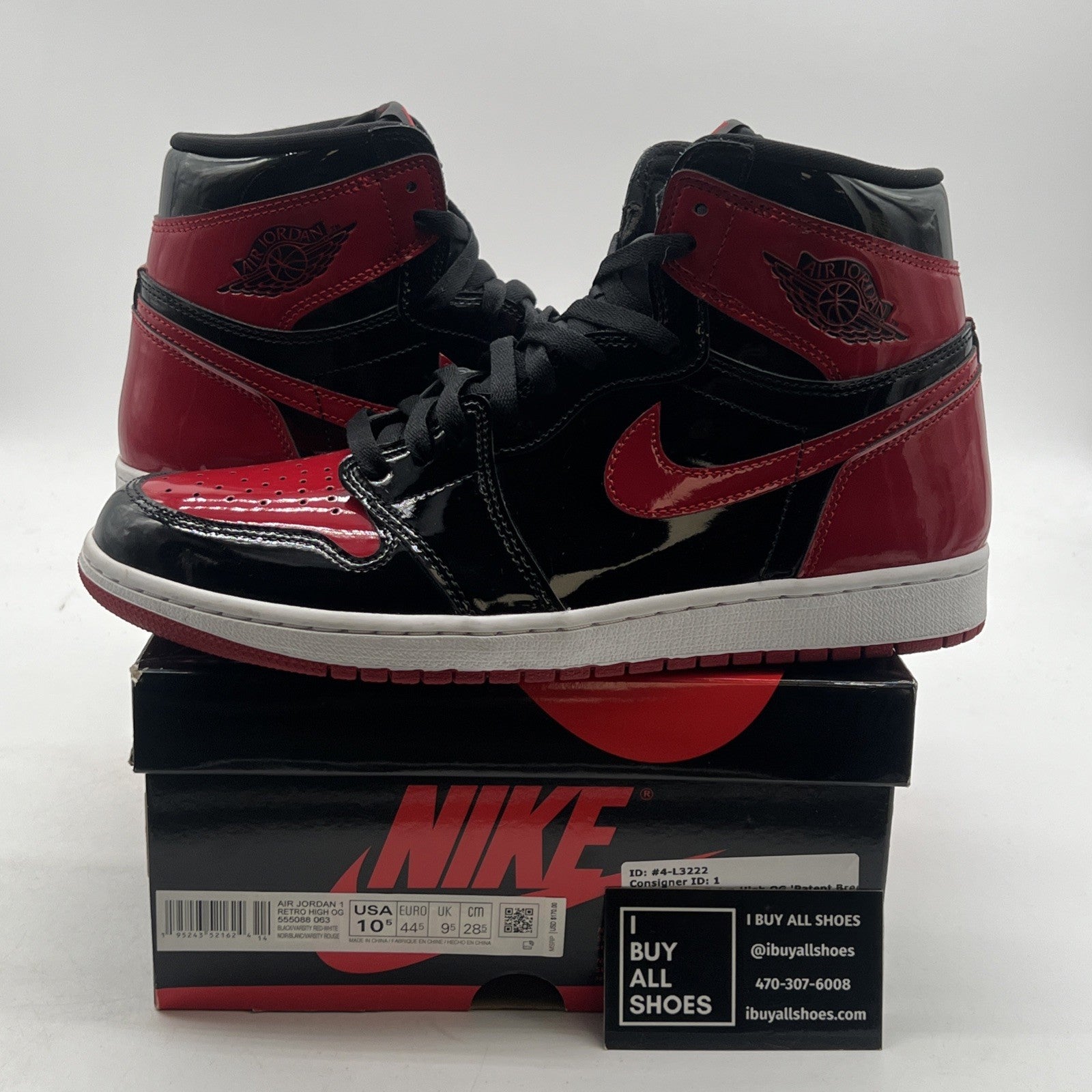 Size 10.5 - Air Jordan 1 Retro OG High Patent Bred (555088-063)