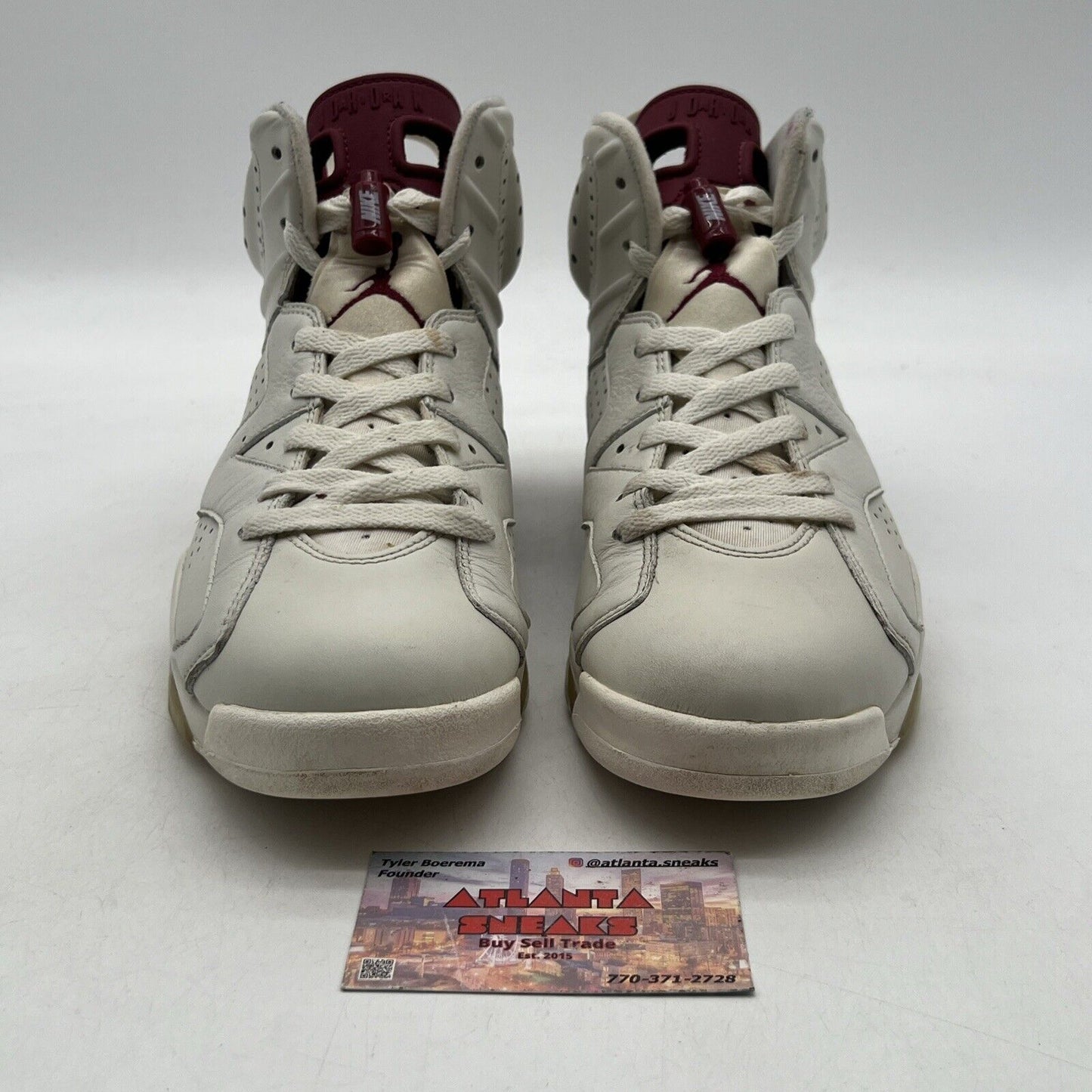 Size 8.5 - Air Jordan 6 Retro 2015 Maroon White Leather (384664-123)