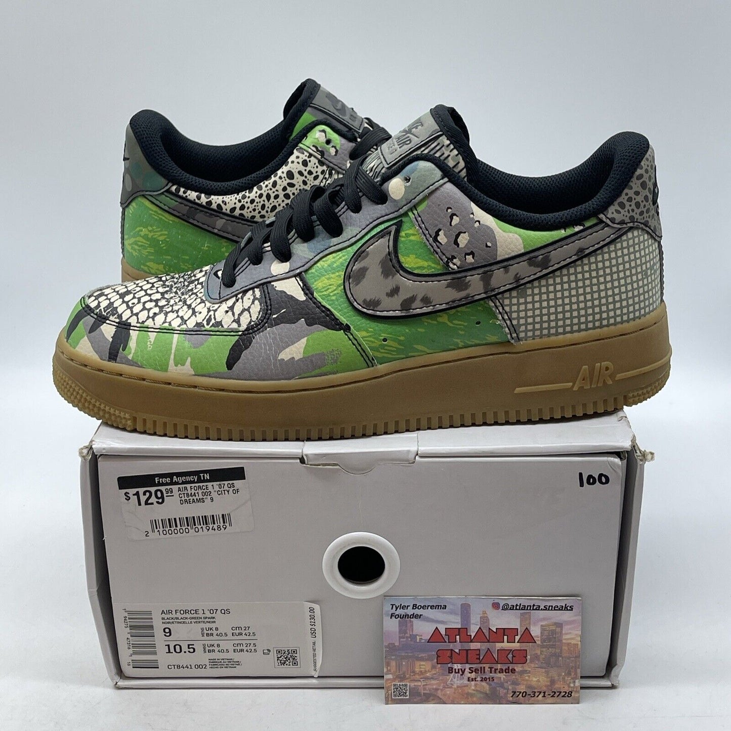 Size 9 - Nike Air Force 1 QS Low Chicago Brown Green Black Grey (CT8441-002)