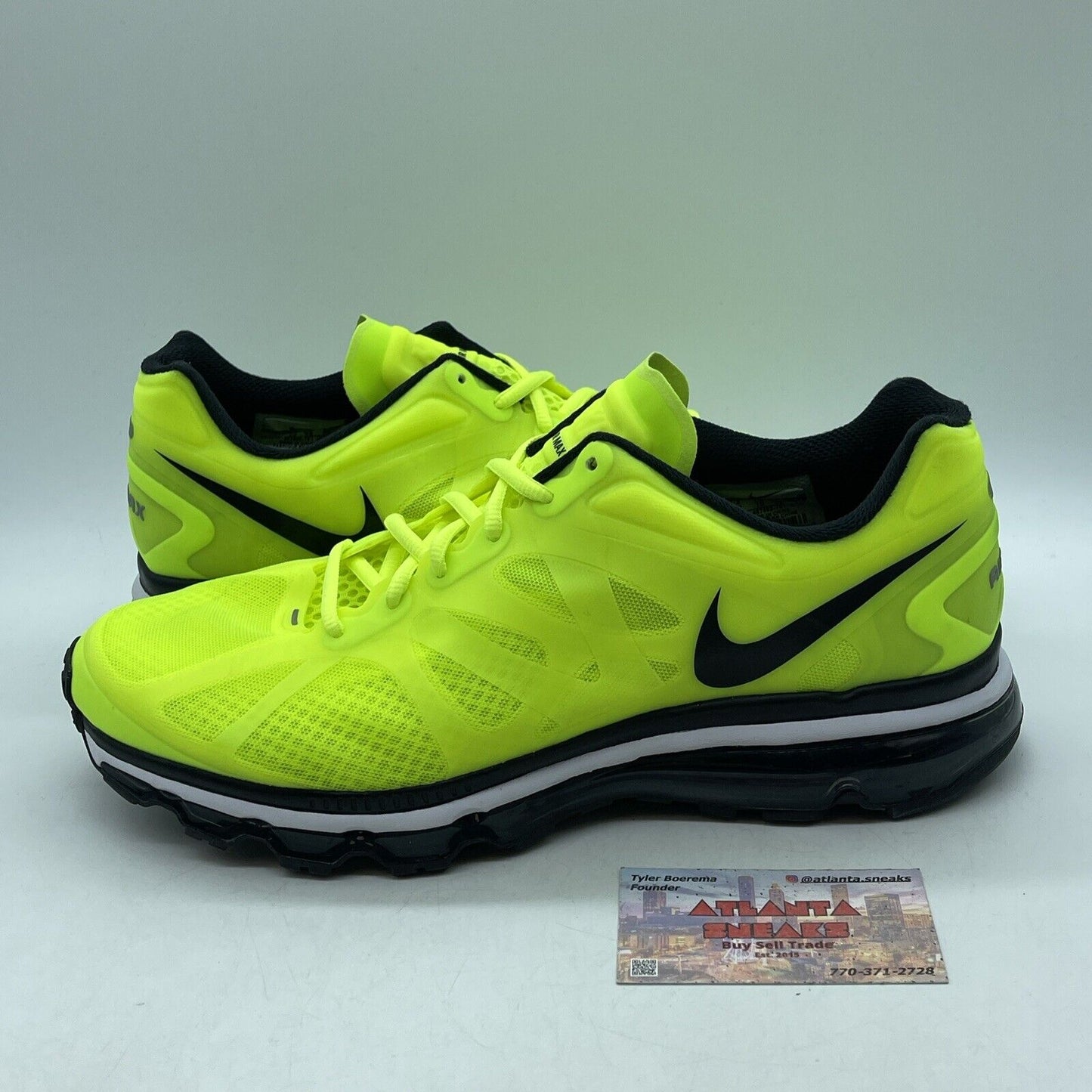 Size 11 - Nike Air Max+ 2012 Volt Yellow Black White Suede Leather (AQ3816-065)