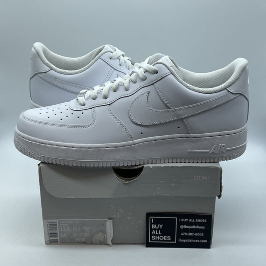 Size 12.5 - Nike Air Force 1 '07 Low Triple White Suede Leather (CW2288-111)