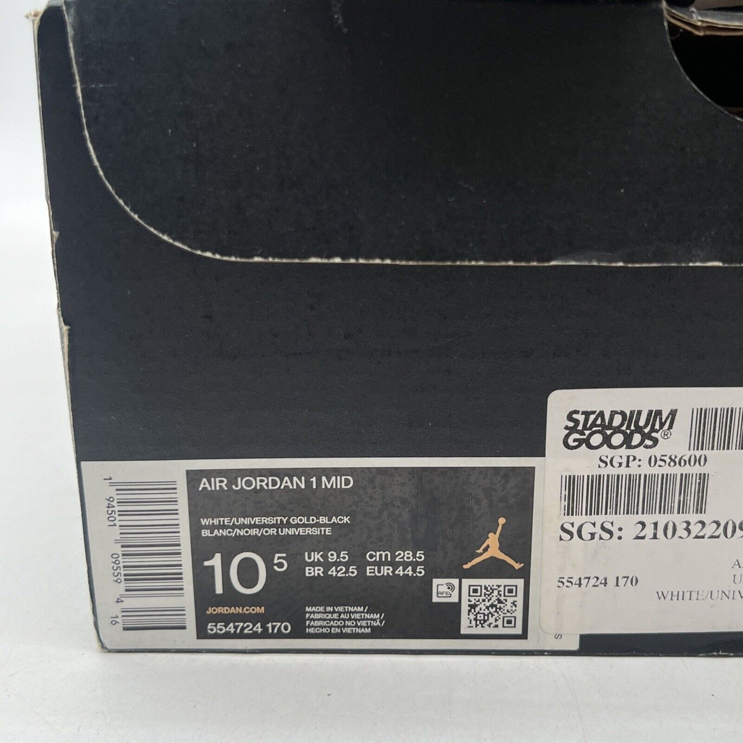 Size 10.5 - Air Jordan 1 Mid University Gold (554724-170)