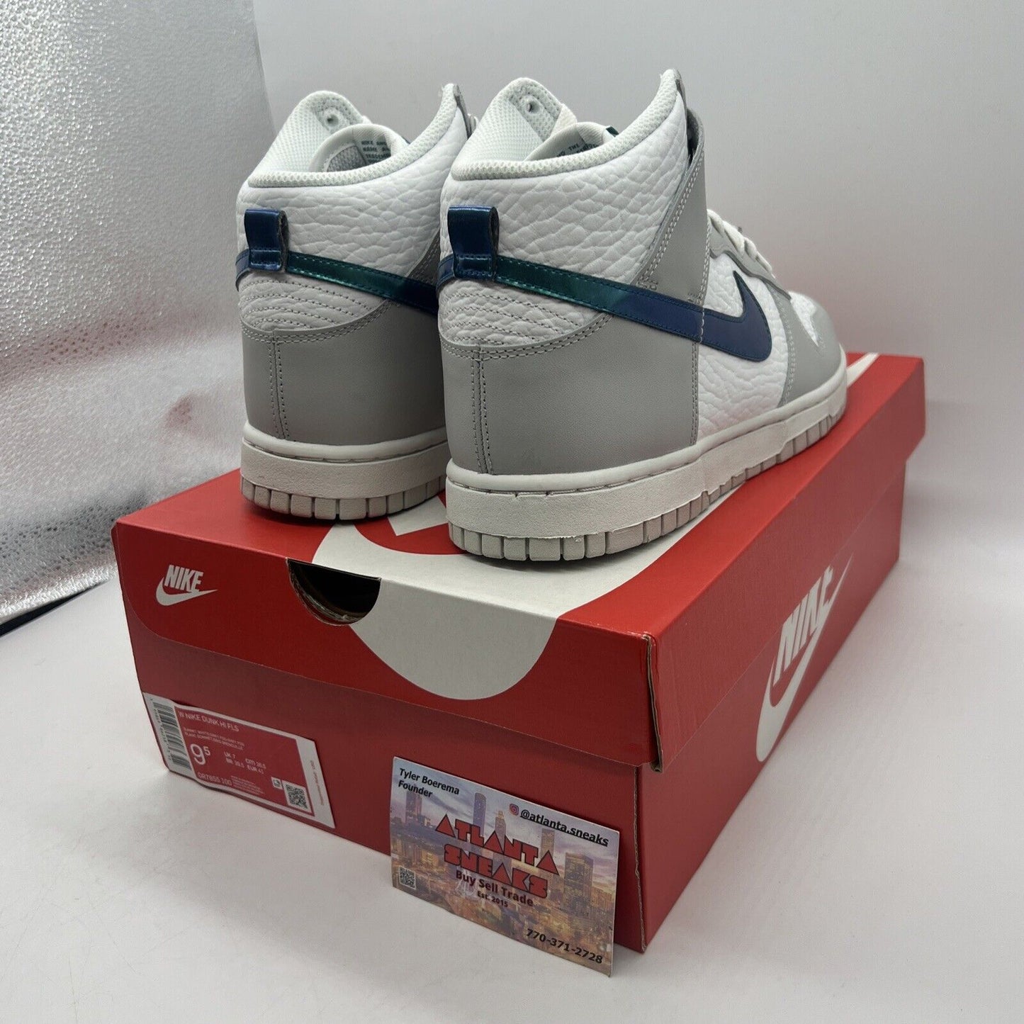 Size 9.5 - Wmns Nike Dunk High FLS Brand New Og All White Grey
