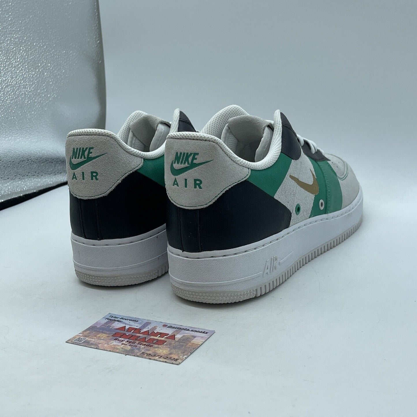 Size 12 - Nike Air Force 1 PRM Low Green Grey Suede Black Leather (CI0065-100)