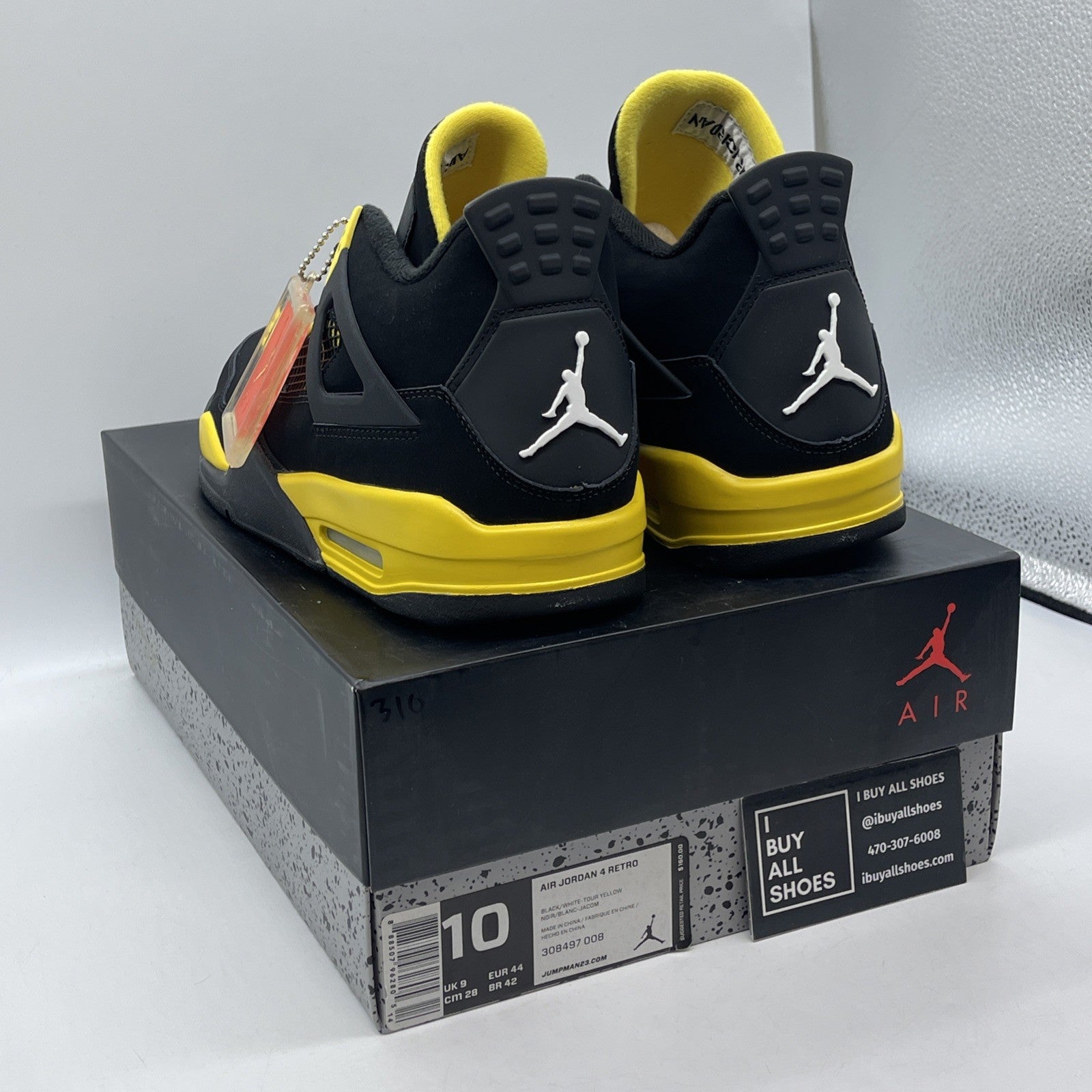 Size 10 - Jordan 4 Retro Low Thunder Black Yellow White Suede (308497-008)