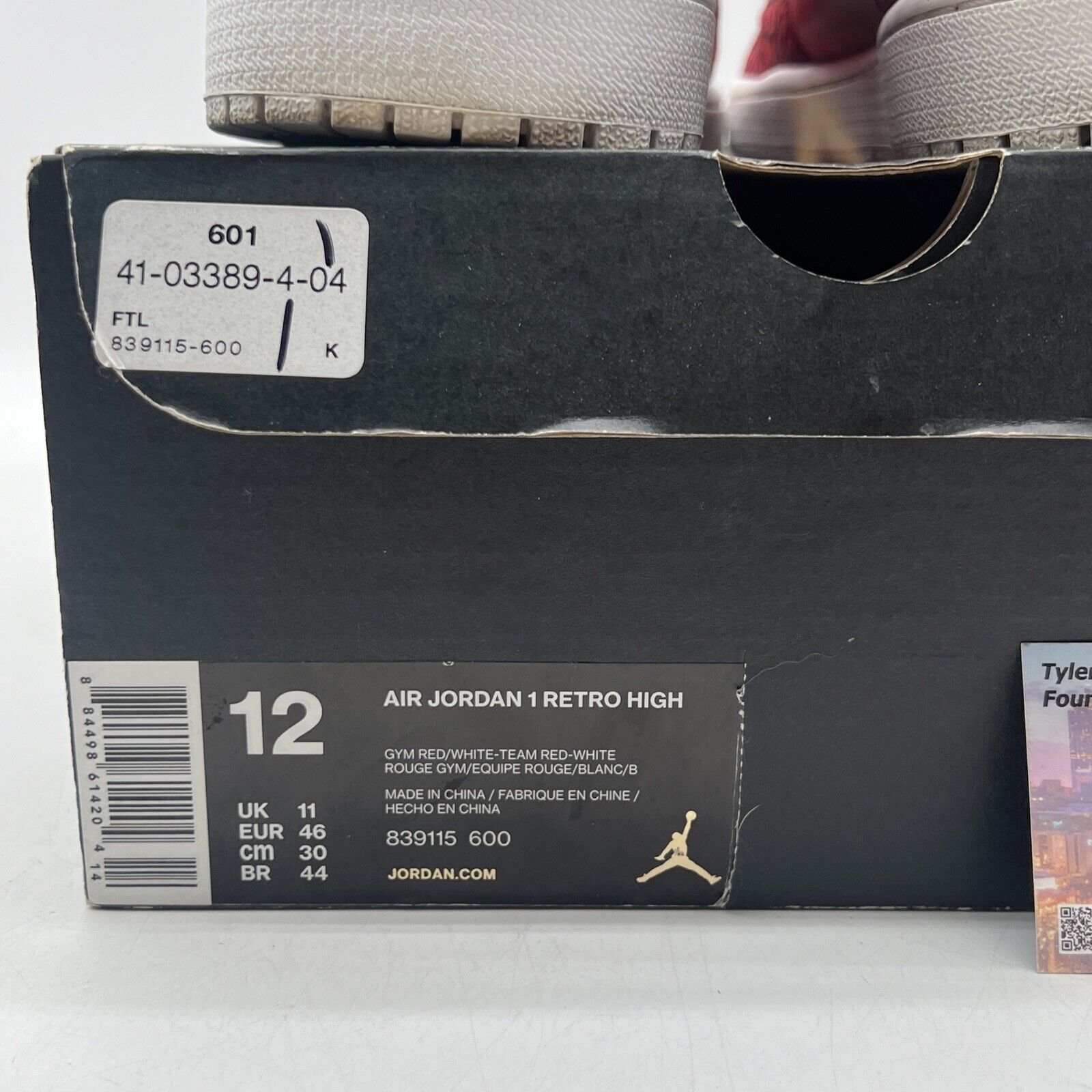 Size 12 - Air Jordan 1 Retro High Red Elephant Leathe Black (839115-600)