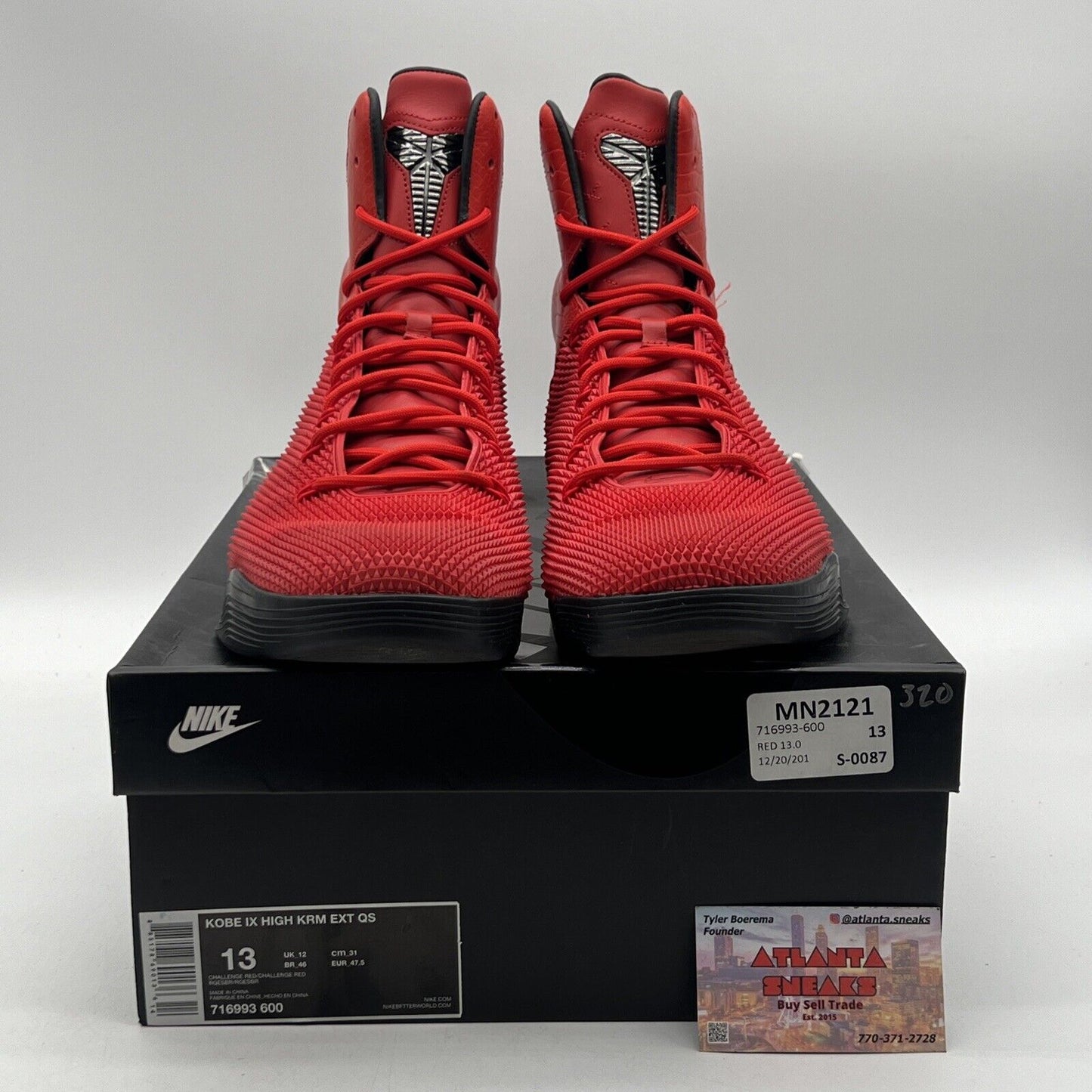 Size 13 - Nike Kobe 9 KRM EXT High Red Mamba Black (716993-600)