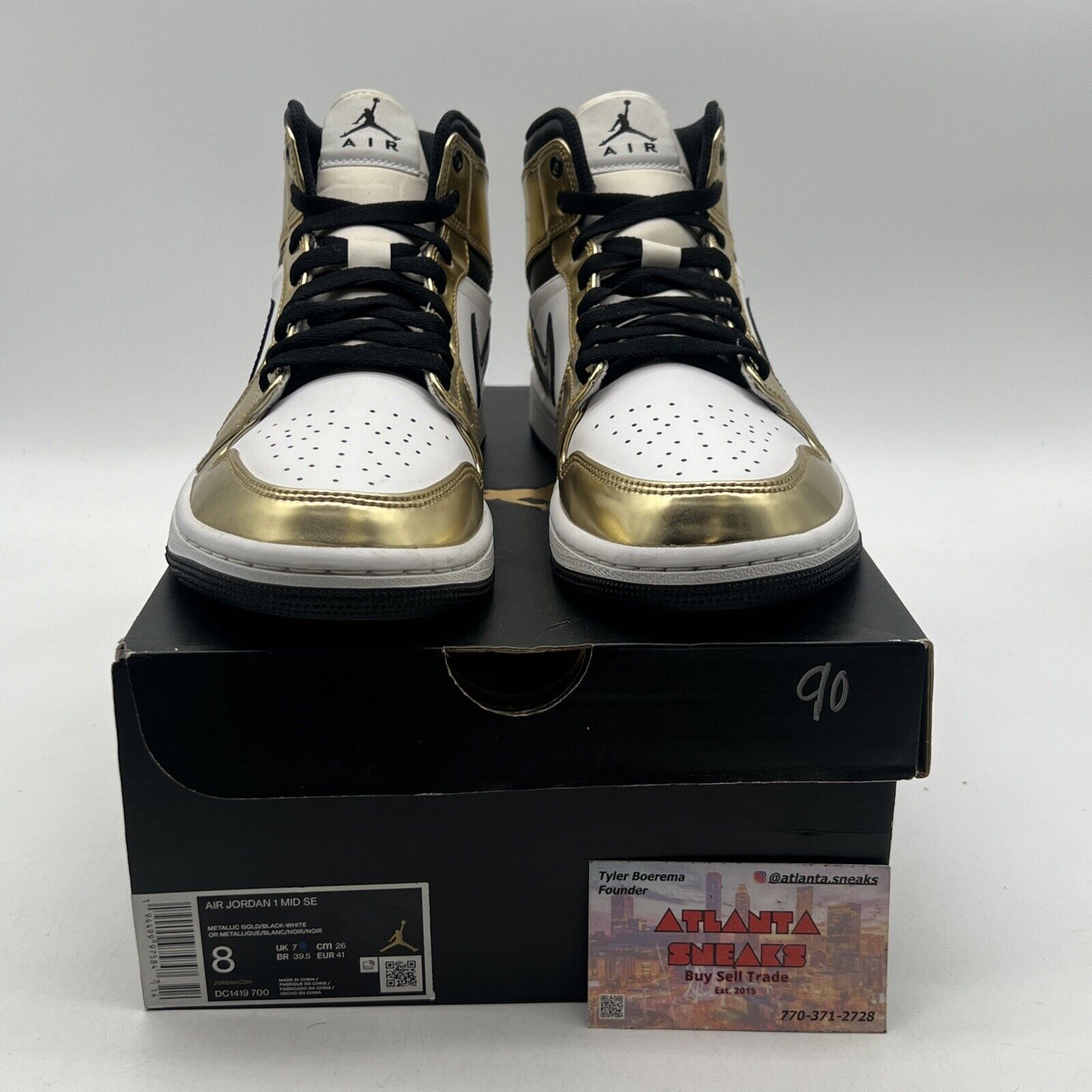 Size 8 - Jordan 1 Mid SE Metallic Gold 2020 Black White Leather (DC1419-700)