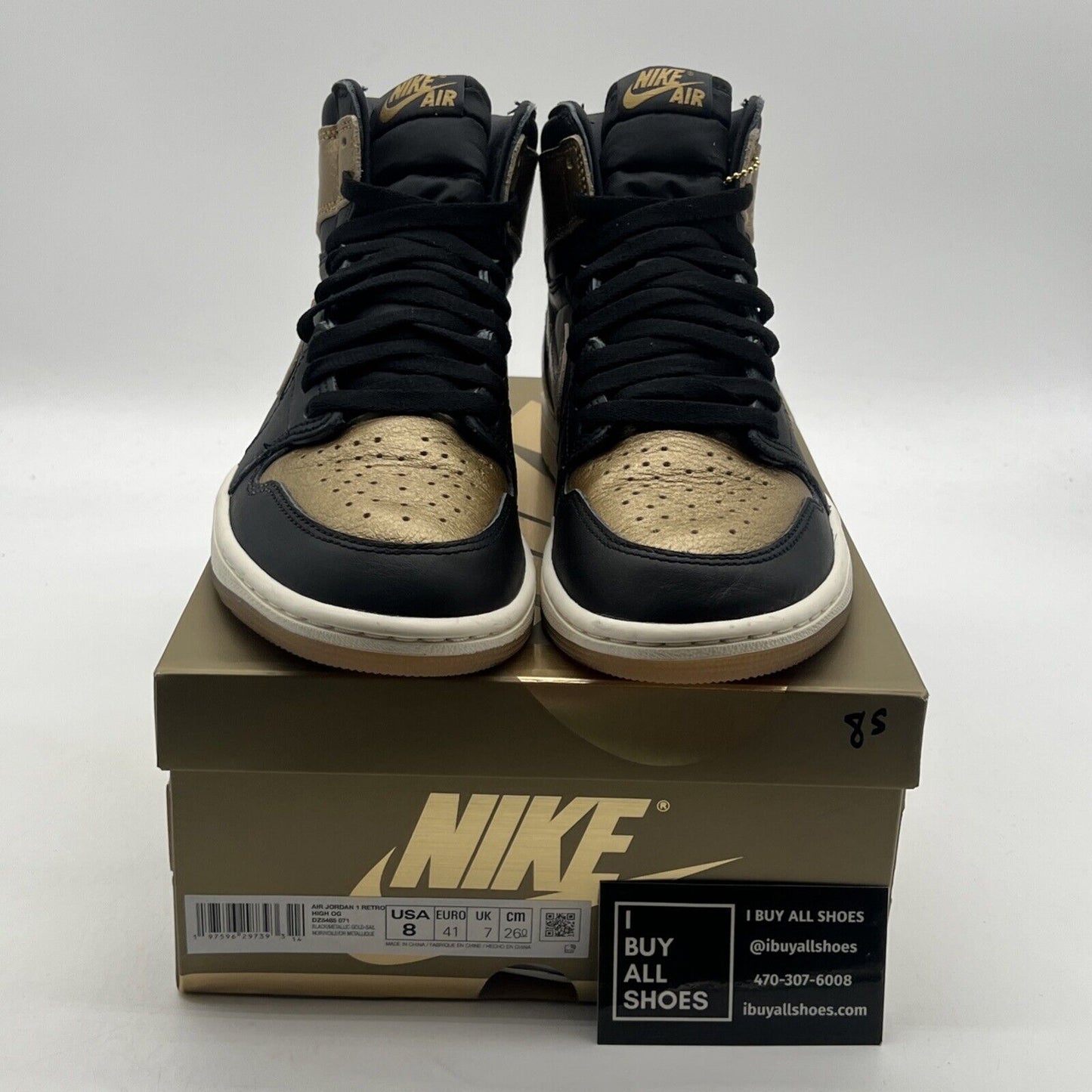 Size 8 - Air Jordan 1 Retro OG High Black Gold (DZ5485-071)