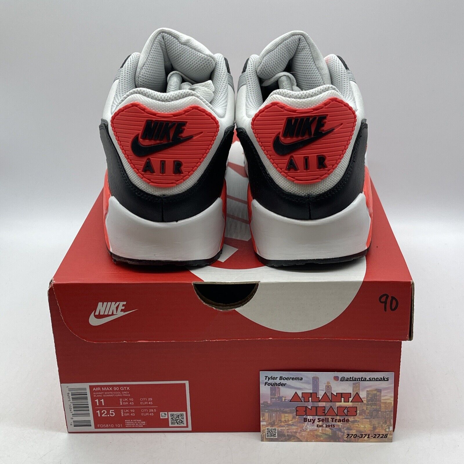 Size 11 - Nike Air Max 90 Gore-Tex Infrared  White Leather suede  (FD5810-101)