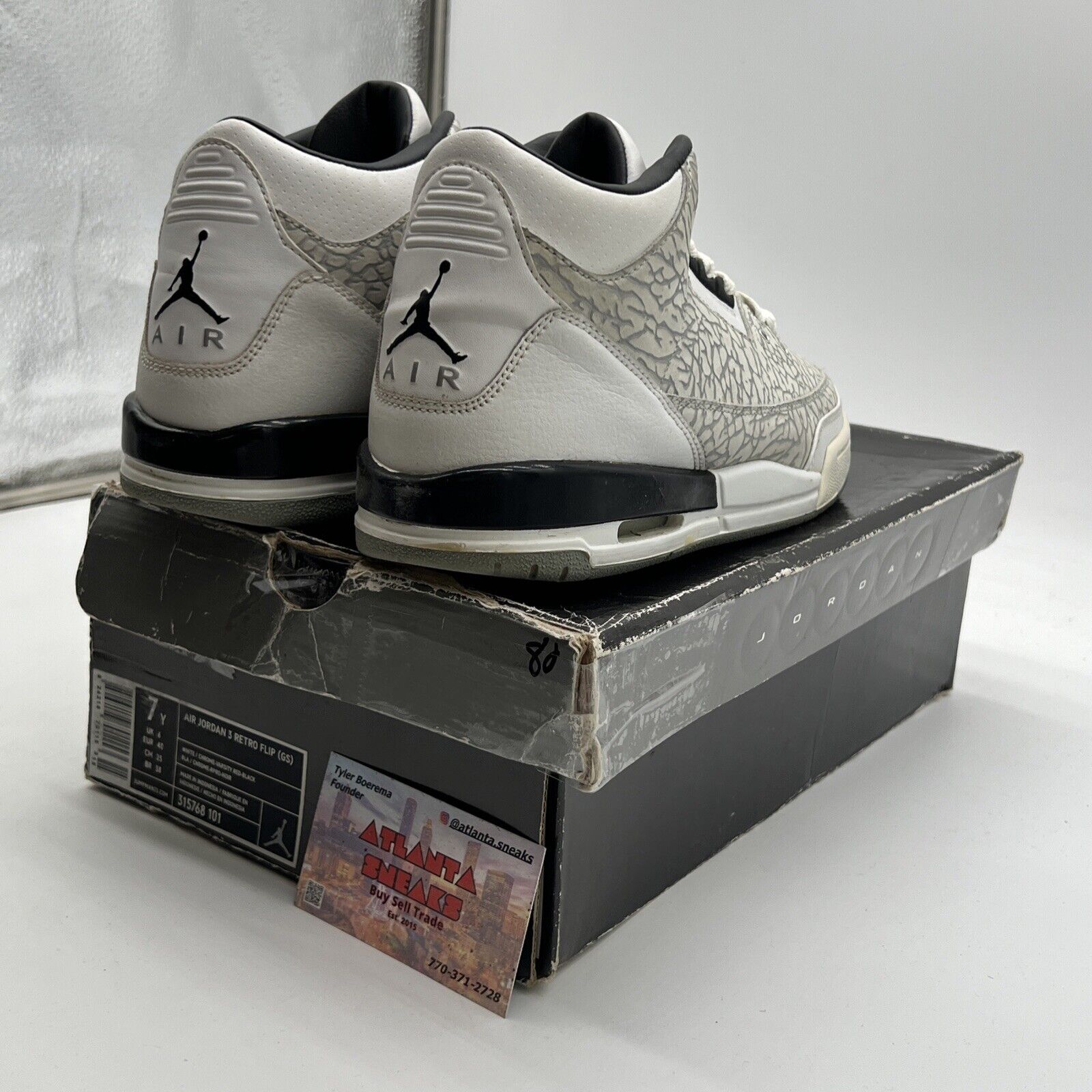 Size 7Y - Air Jordan 3 Retro FLIP GS - (315768-101) - White Chrome Black