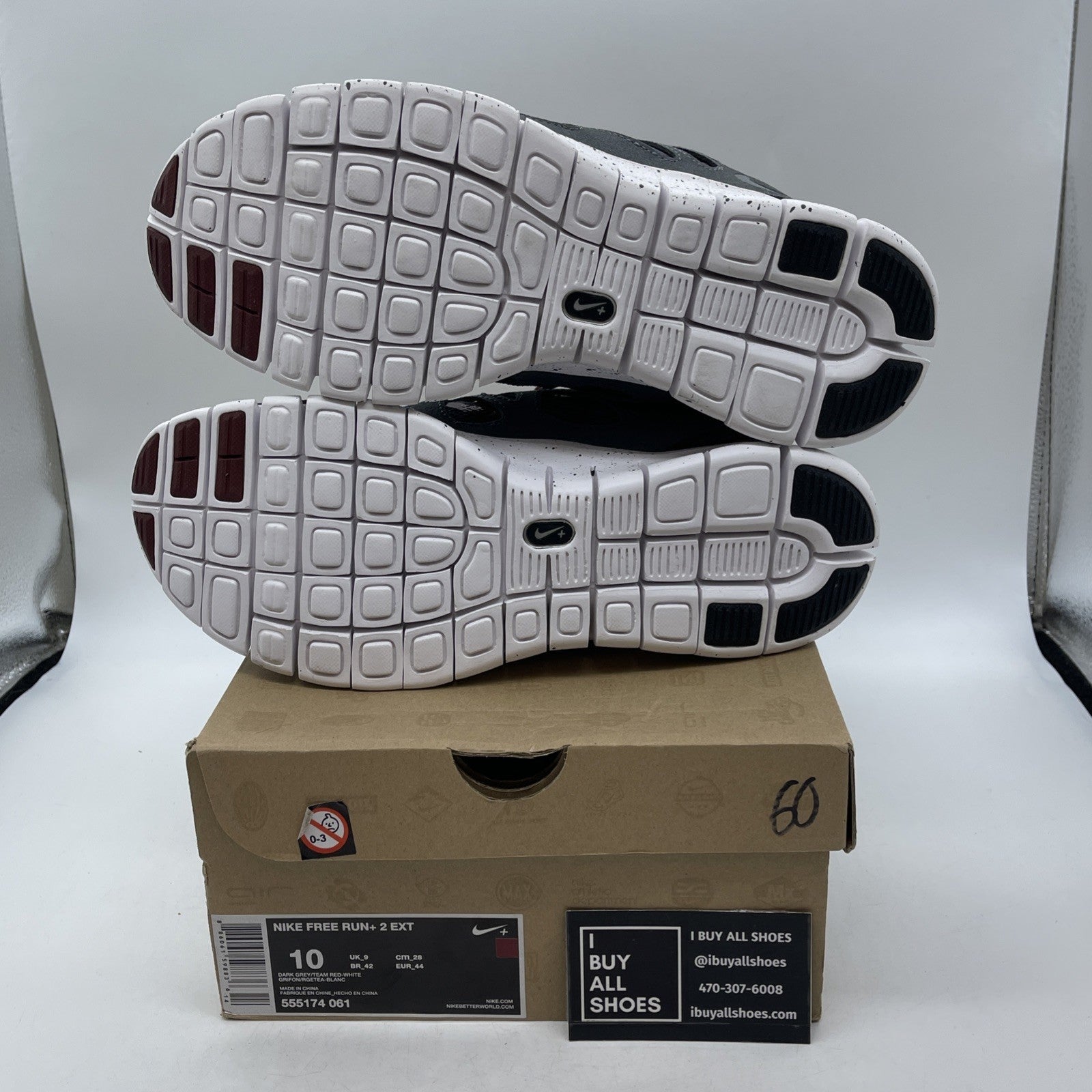 Size 10 - Nike Free Run 2 gray and crimsom red (555174-061)