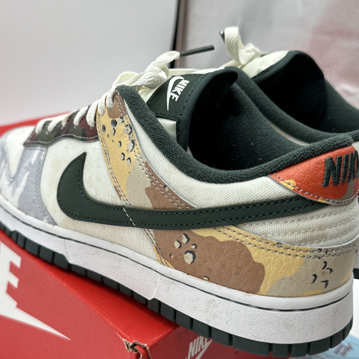 Nike Dunk Low SE Sail Multi Camo Shoes Mens 9.5 DH0957-100 Army Green Desert Og