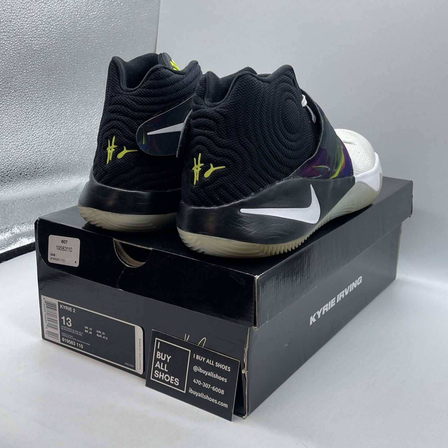Size 13 - Nike Kyrie 2 Parade White Black Yellow Suede Leather (819583-110)