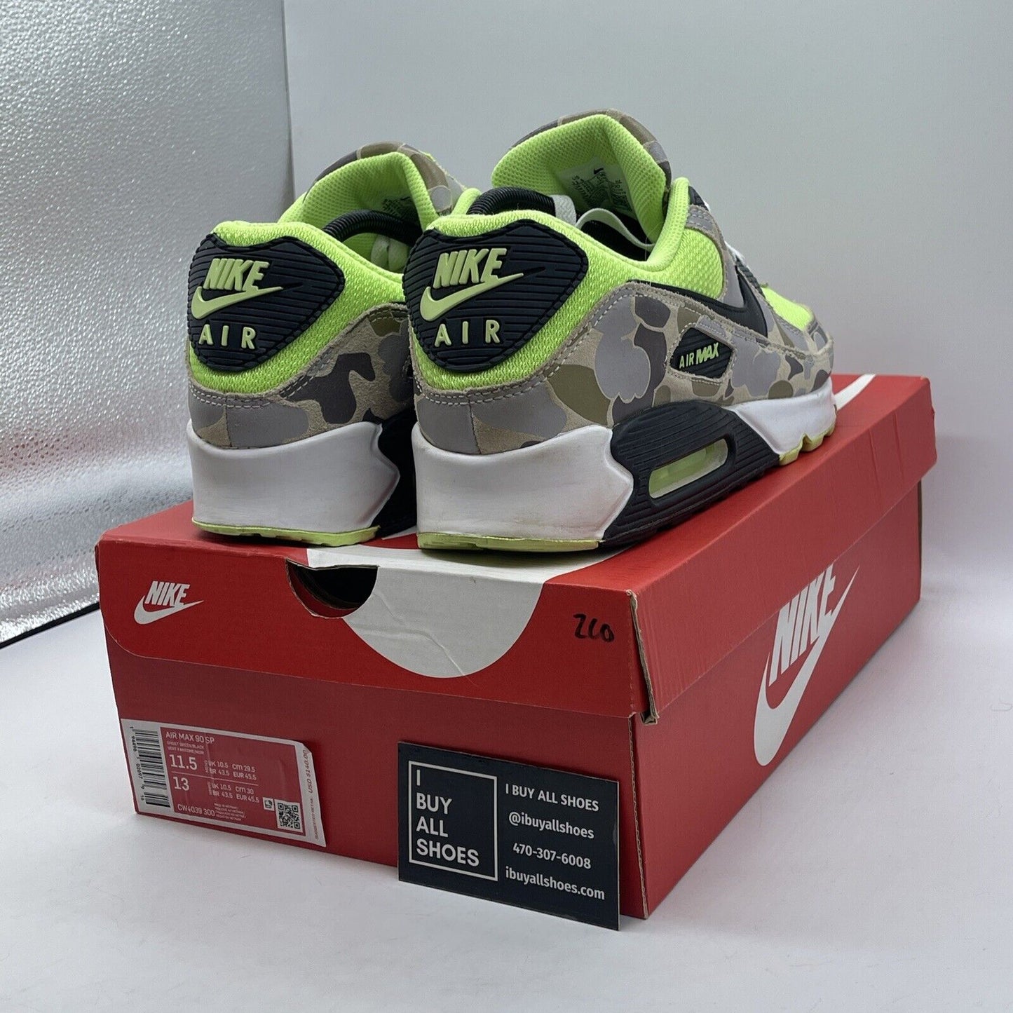 Size 11.5 - Nike Air Max 90 Green Camo Suede Leather (CW4039-300)