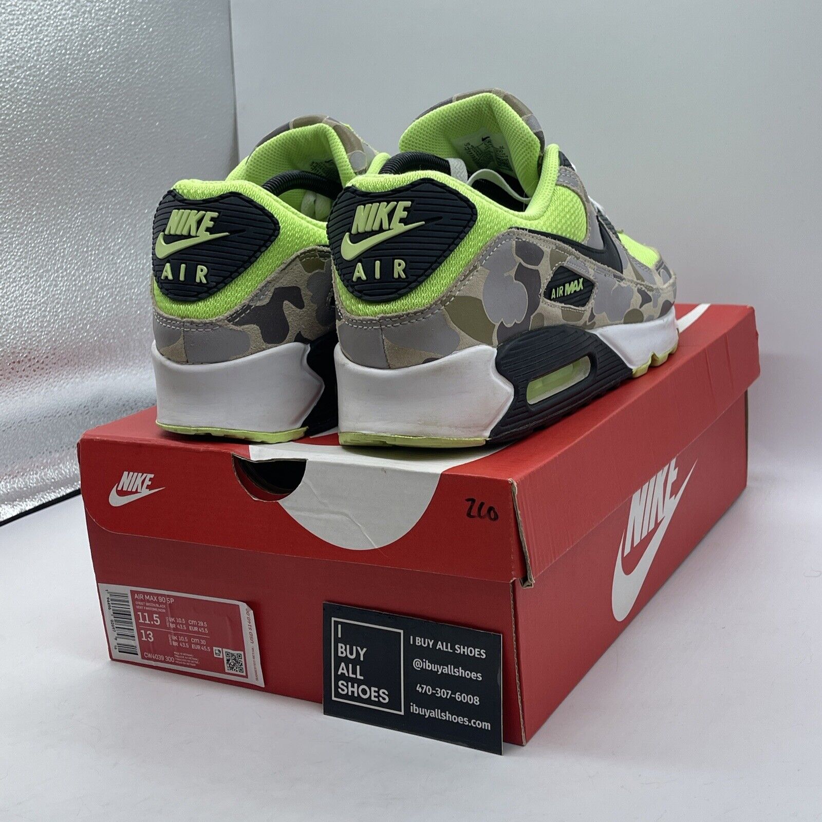 Size 11.5 - Nike Air Max 90 Green Camo Suede Leather (CW4039-300)