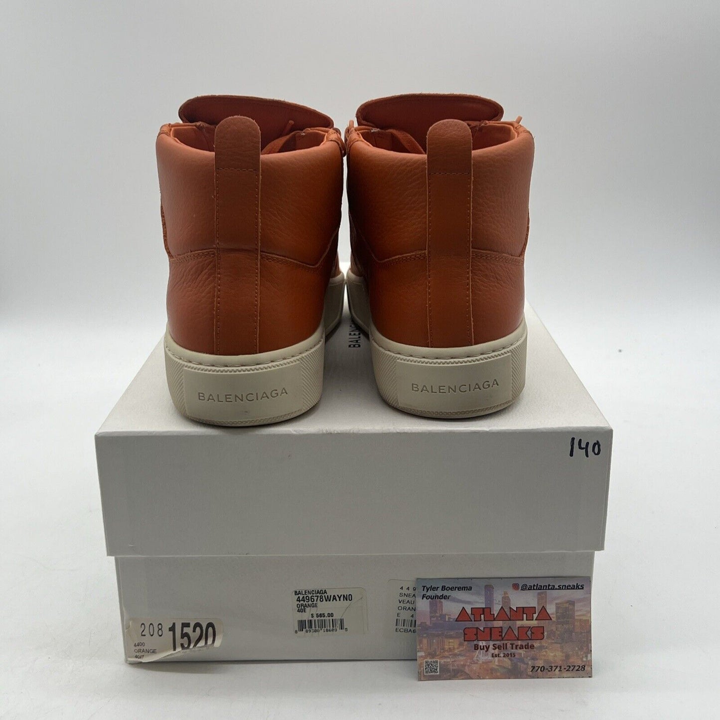 Size 9.5 - Balenciaga Arena High Orange White Leather High Top Sneakers